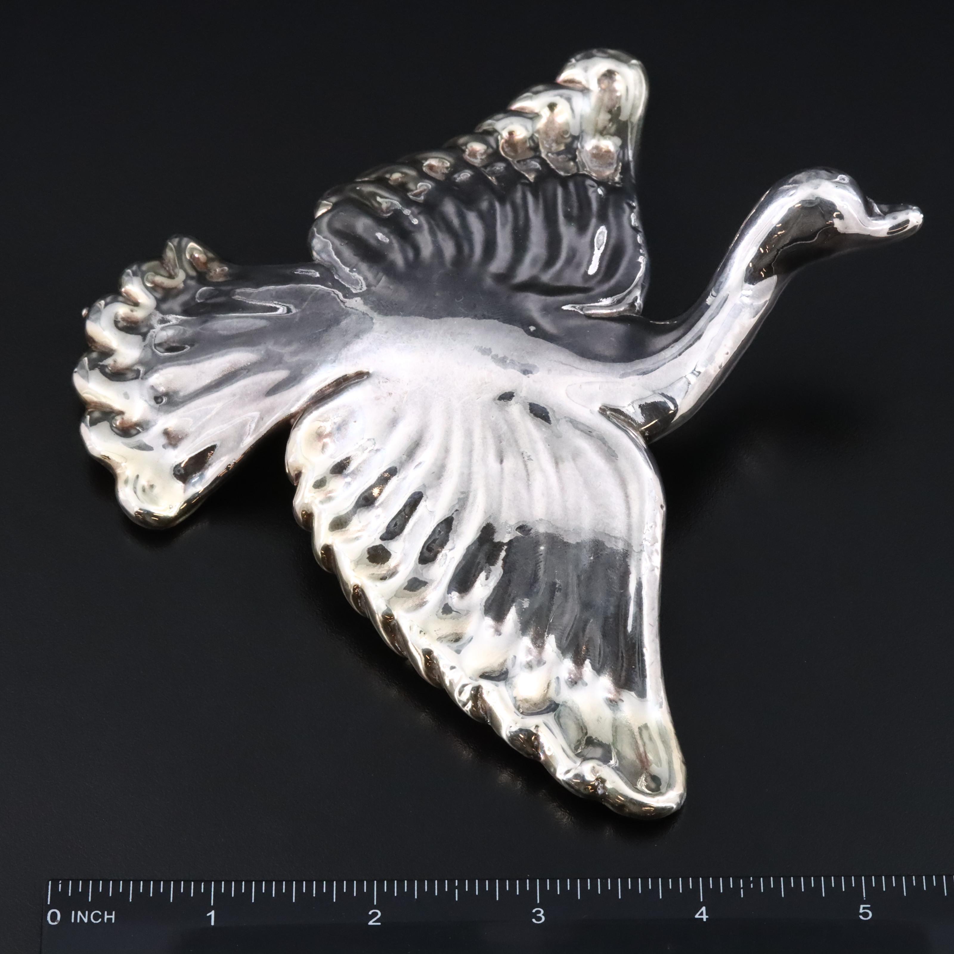 Sterling Electroformed Oversized Swan Brooch