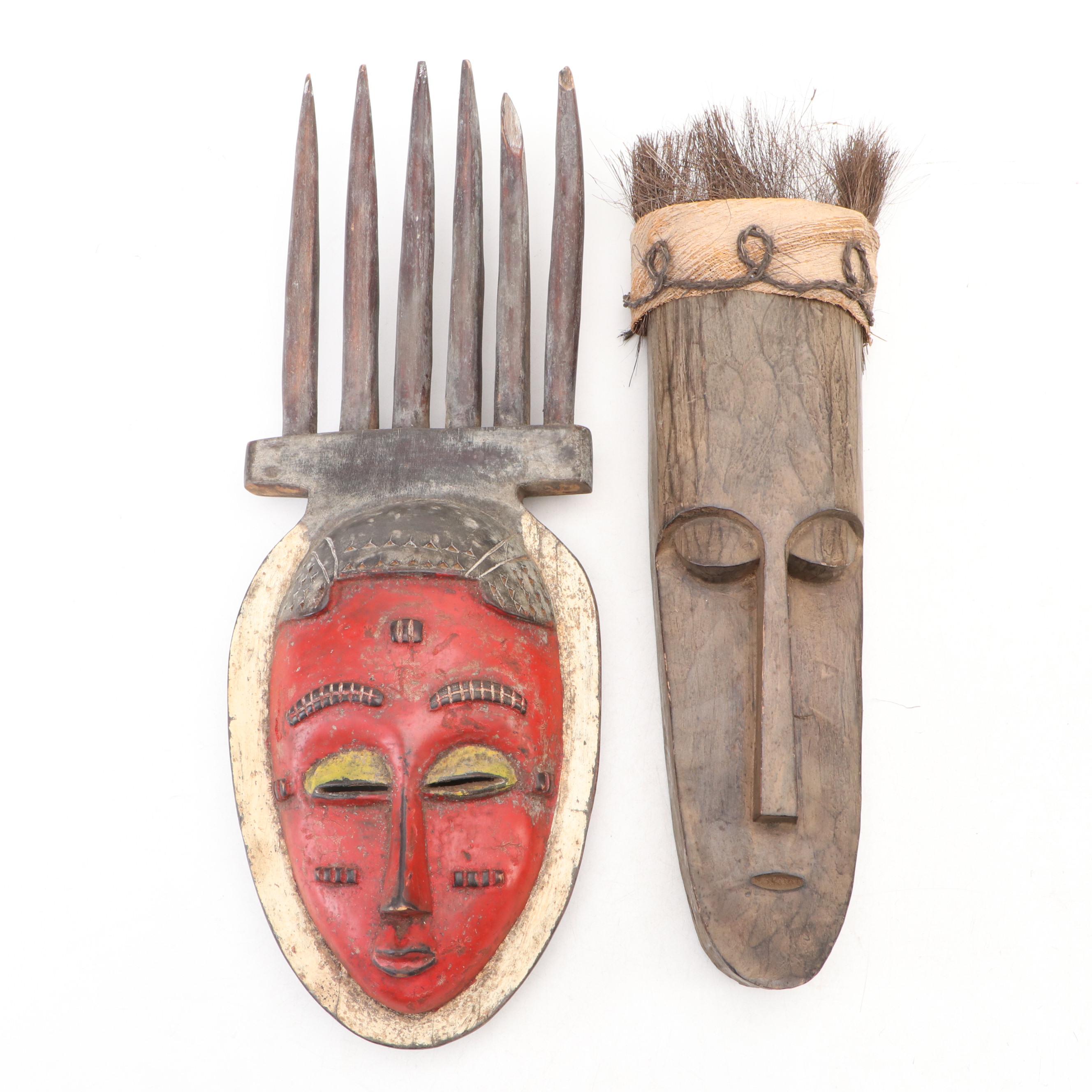 Bambara Ntombe Passport Mask with Lega Raffia Fringe and Bwami Masks