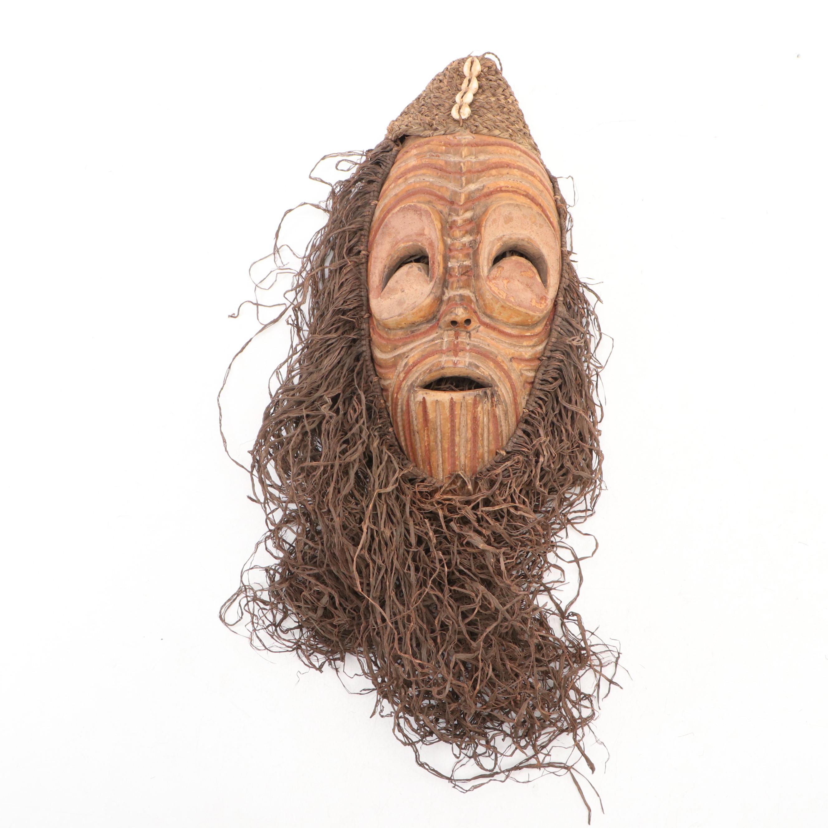 Bambara Ntombe Passport Mask with Lega Raffia Fringe and Bwami Masks