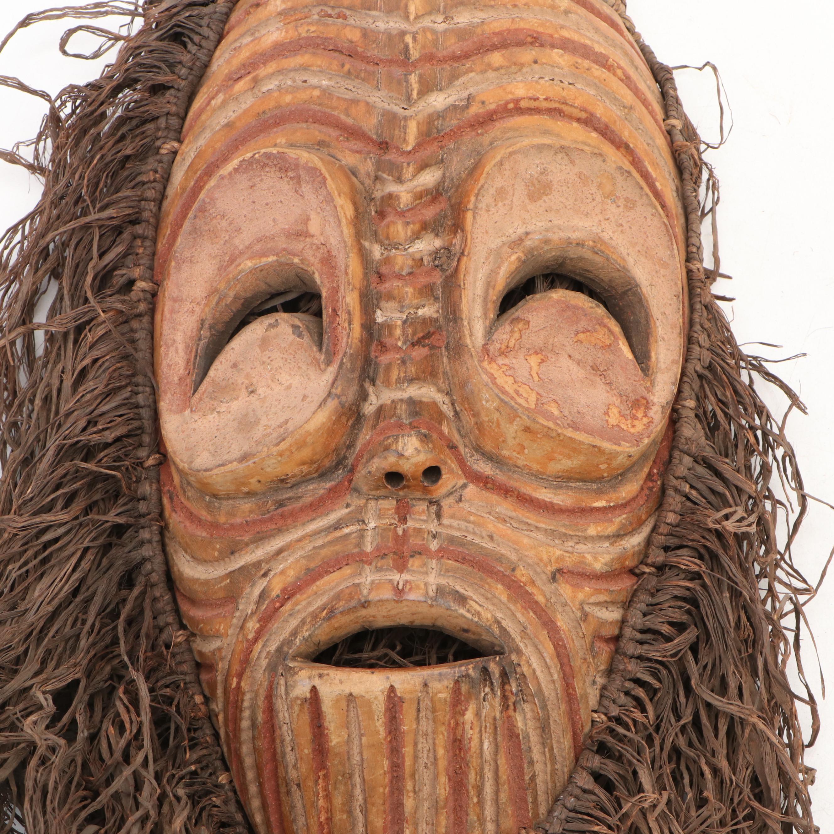 Bambara Ntombe Passport Mask with Lega Raffia Fringe and Bwami Masks