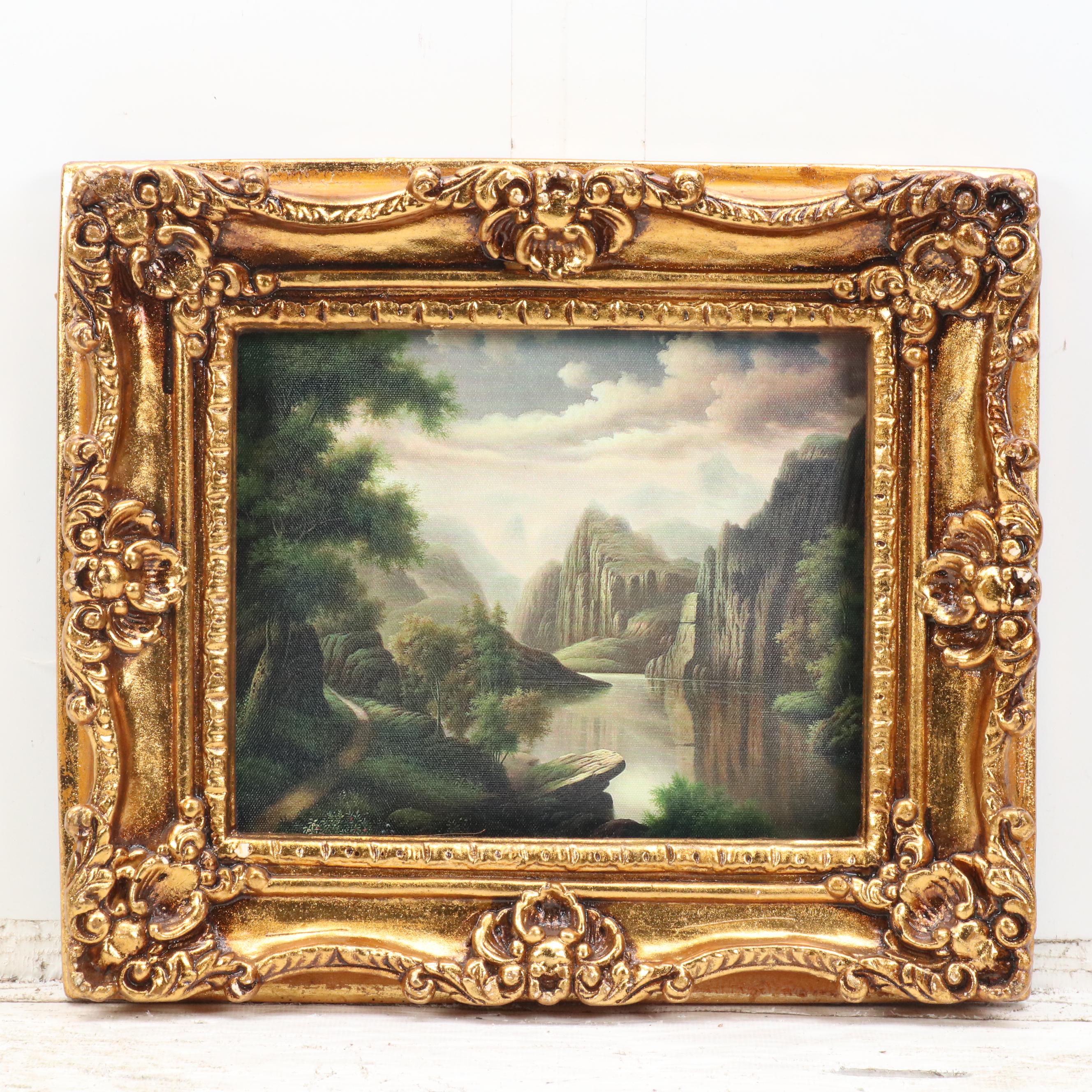 Set of Fantasy Style Landscape Giclées on Canvas, 21st Century