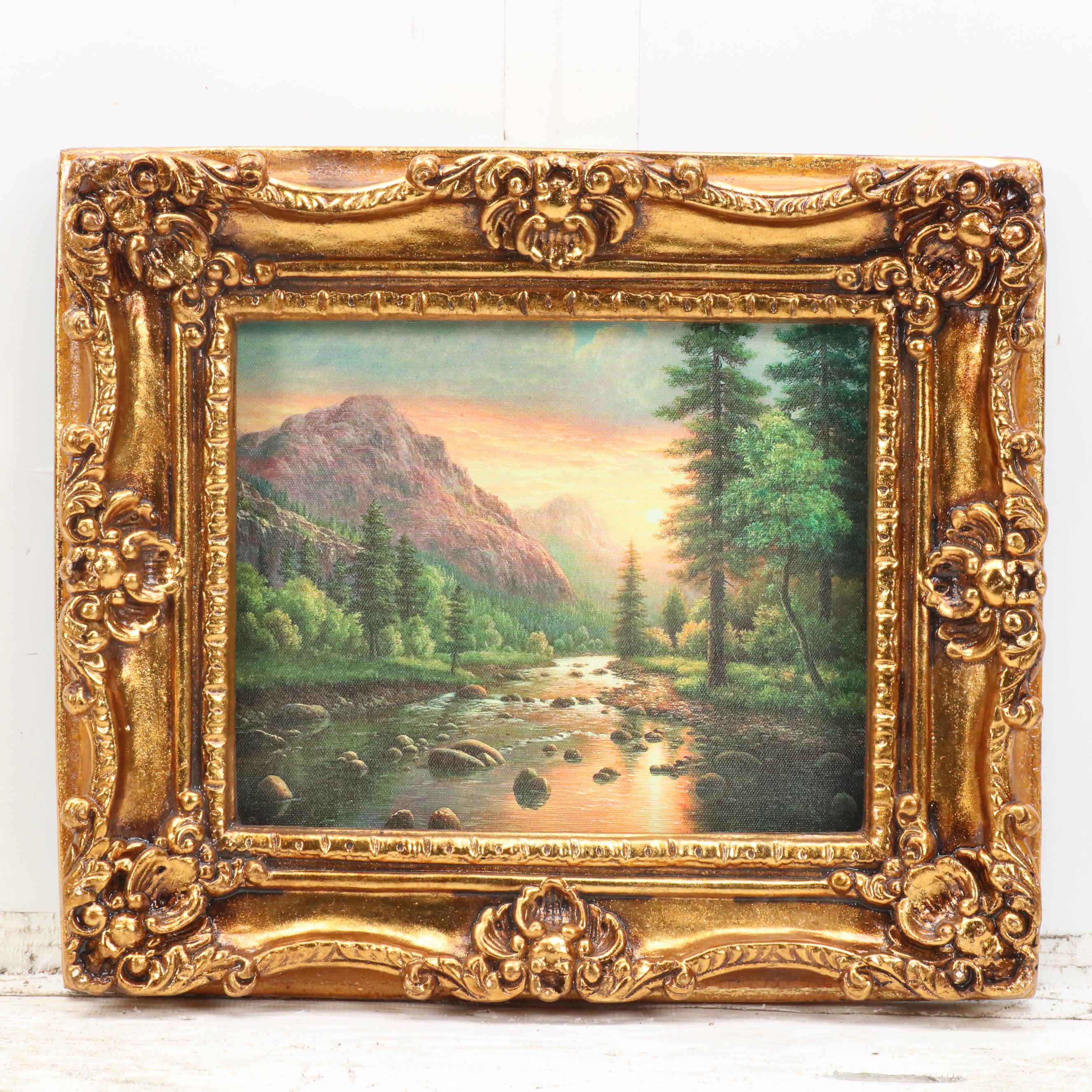 Set of Fantasy Style Landscape Giclées on Canvas, 21st Century