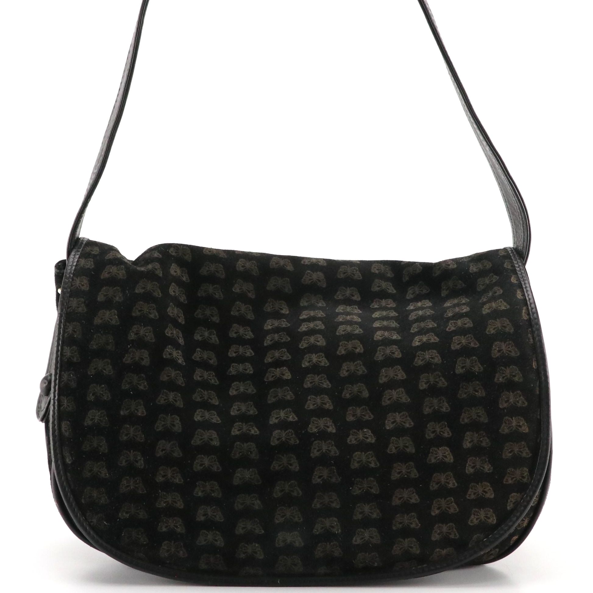 Bottega Veneta Slouchy Saddle-Flap Shoulder Bag in Butterfly Print Suede