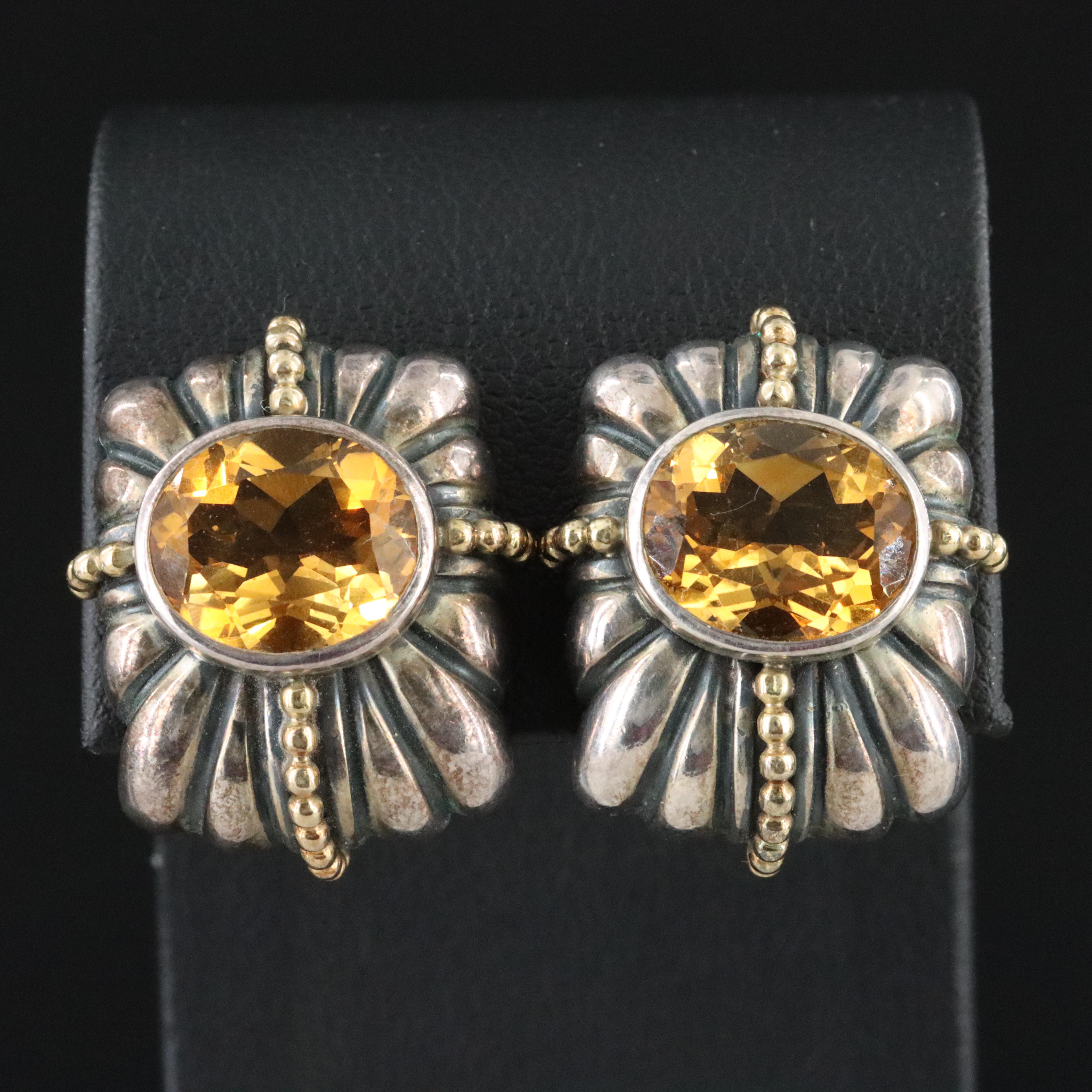 Caviar  by Lagos Sterling, 18K and Citrine Earrings