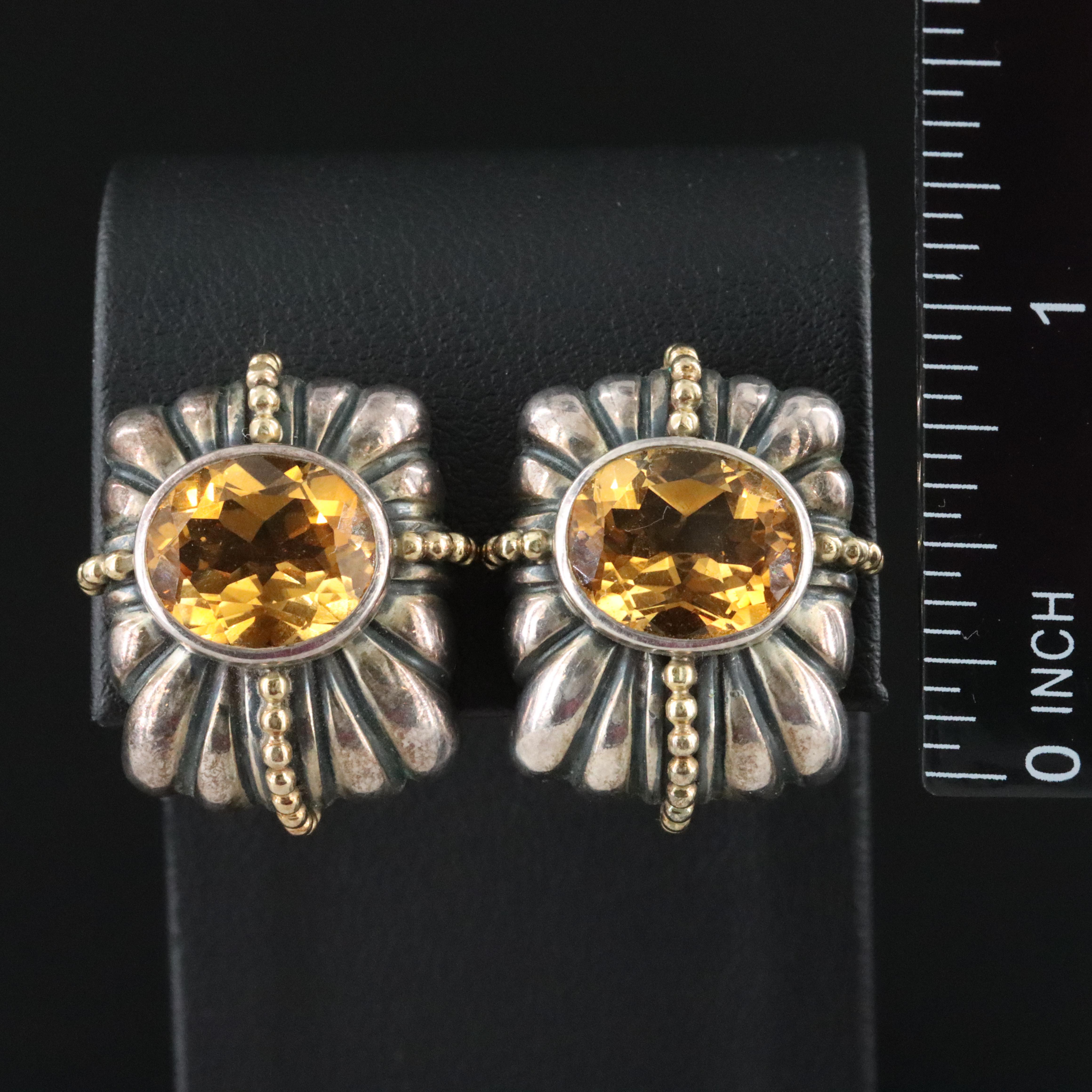 Caviar  by Lagos Sterling, 18K and Citrine Earrings