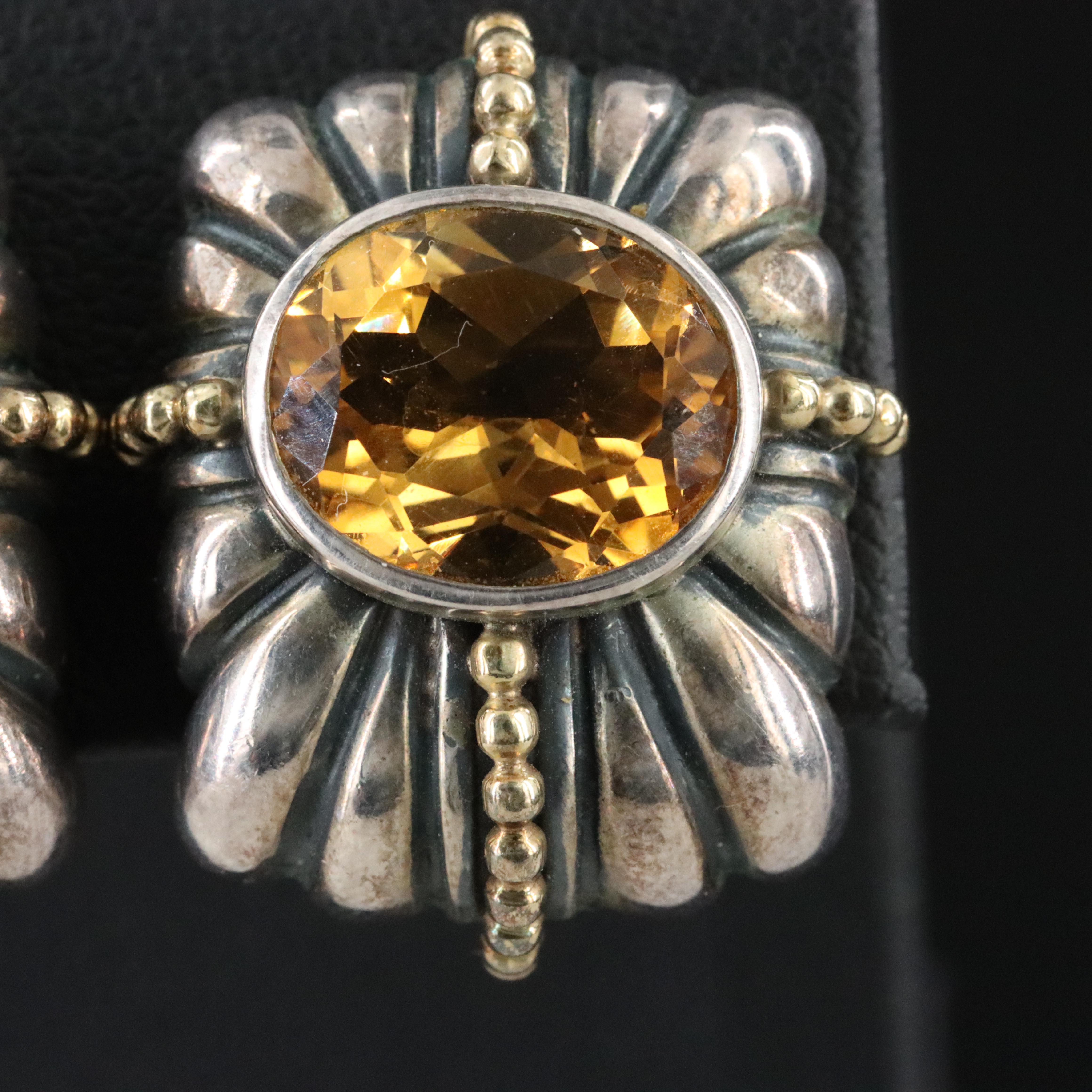 Caviar  by Lagos Sterling, 18K and Citrine Earrings