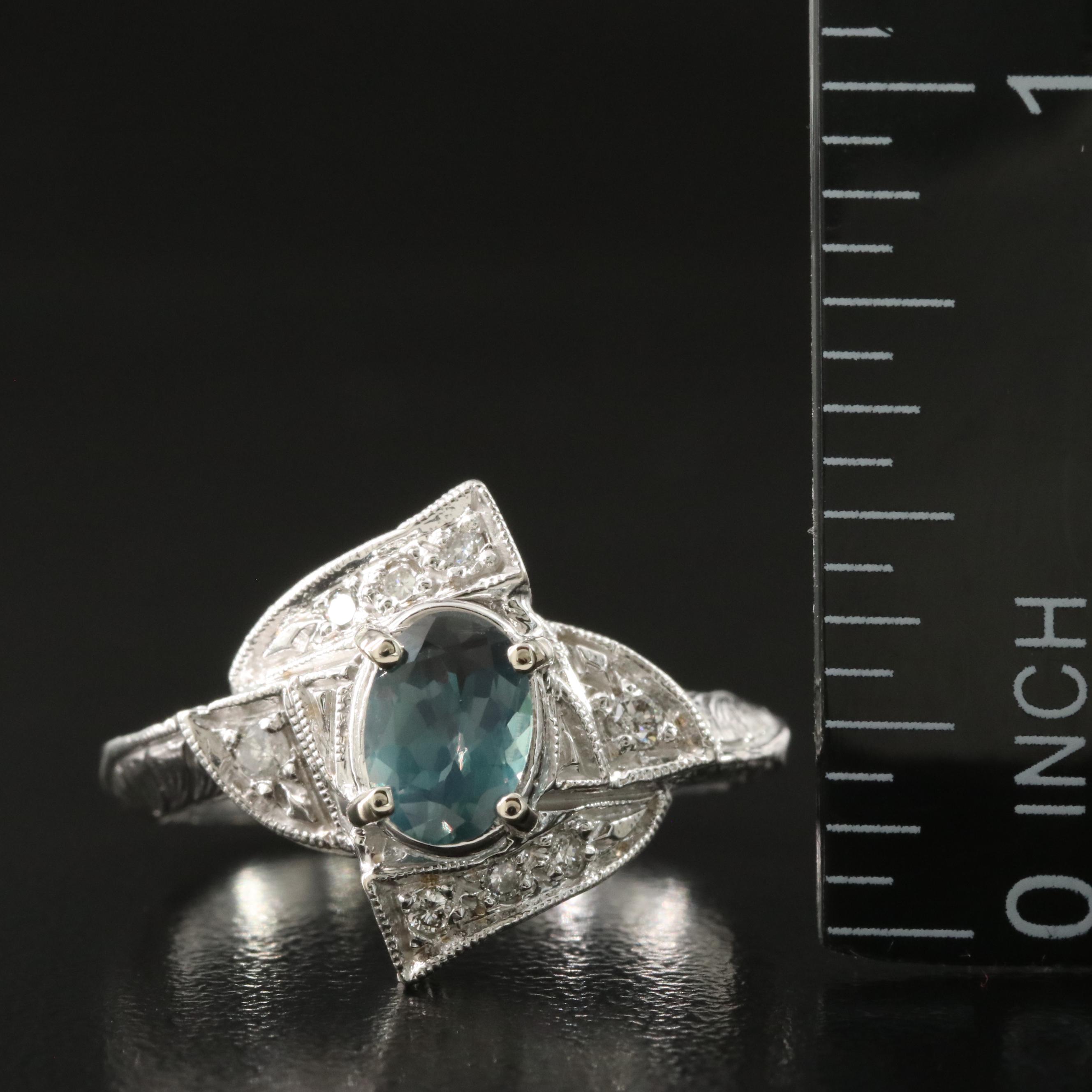 14K Indian Alexandrite and Diamond Ring with GIA Report