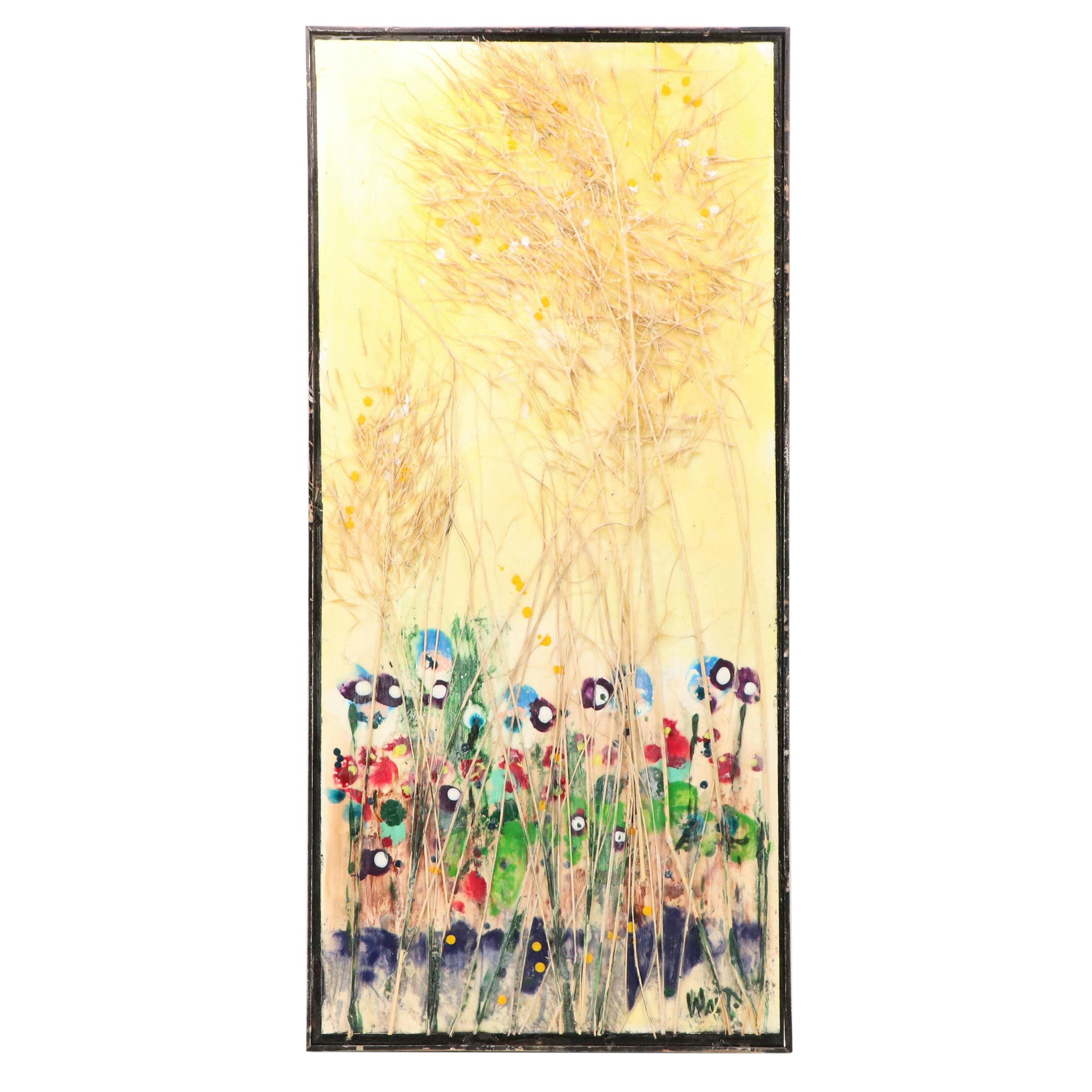 Floral Landscape Mixed Media Painting