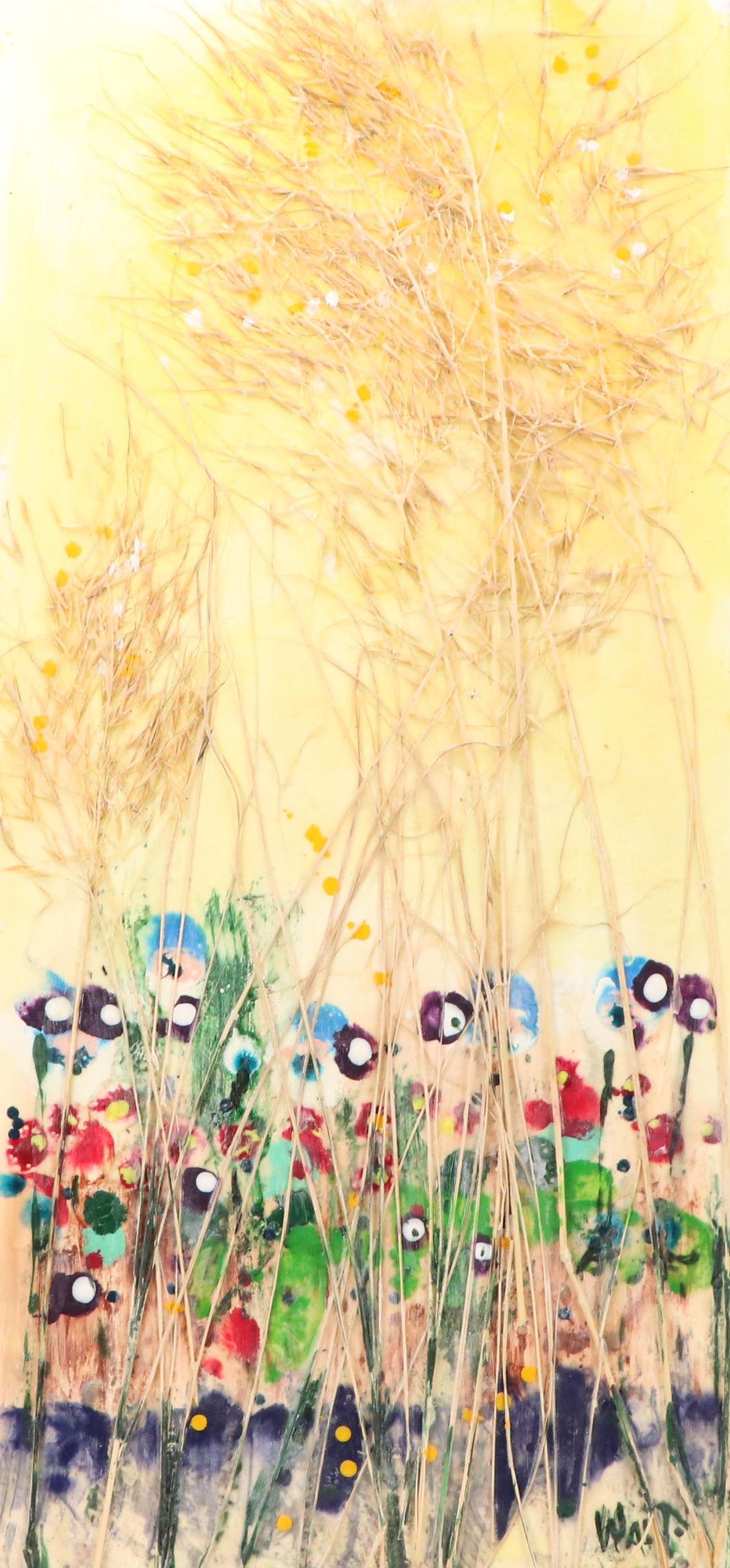 Floral Landscape Mixed Media Painting