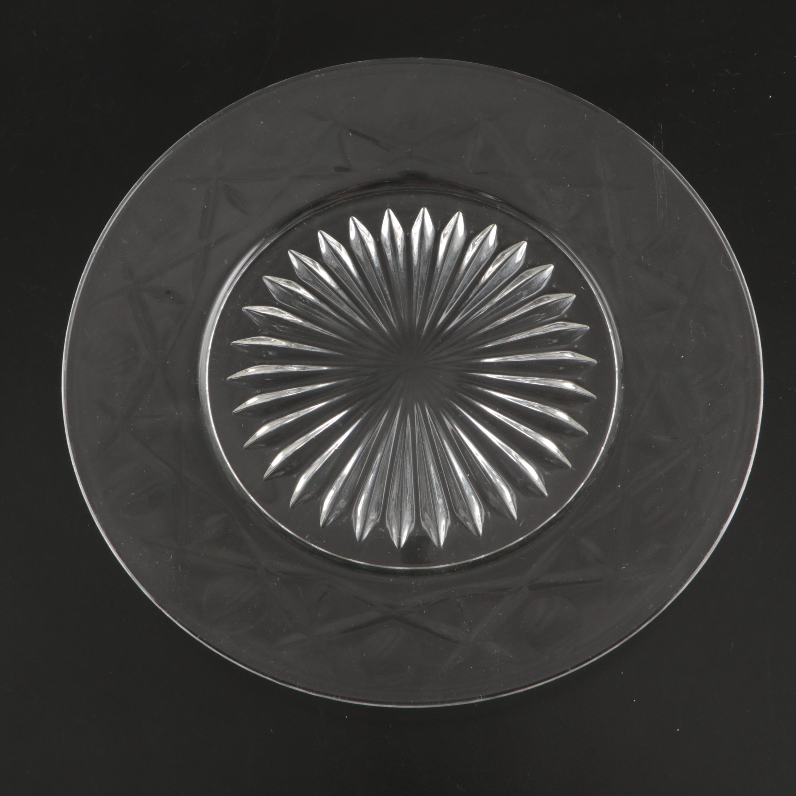 Tiffin-Franciscan "Blenheim" with Other Crystal Plates and Plane Jane Cake Stand