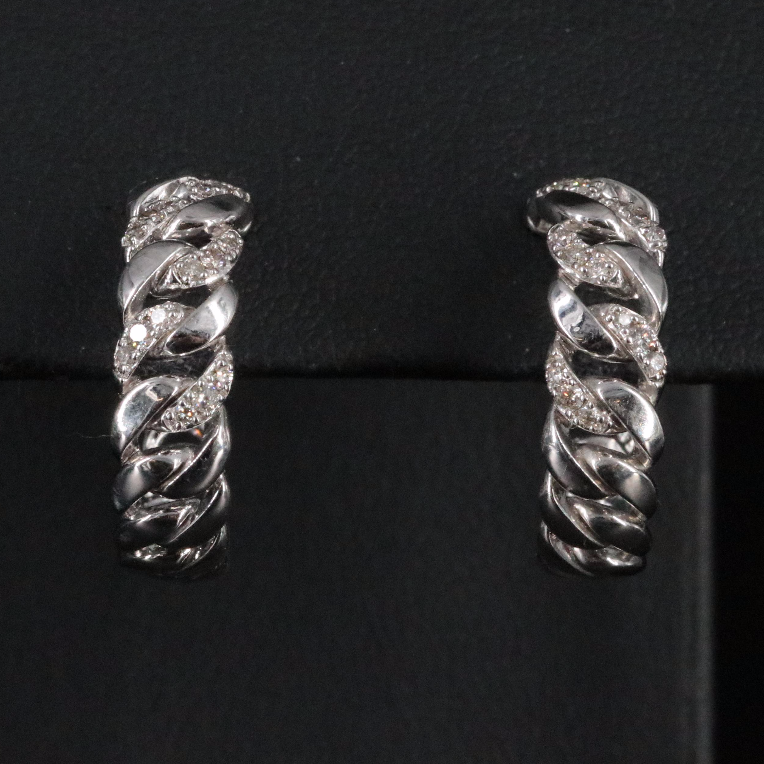 Sterling Diamond Hoop Earrings
