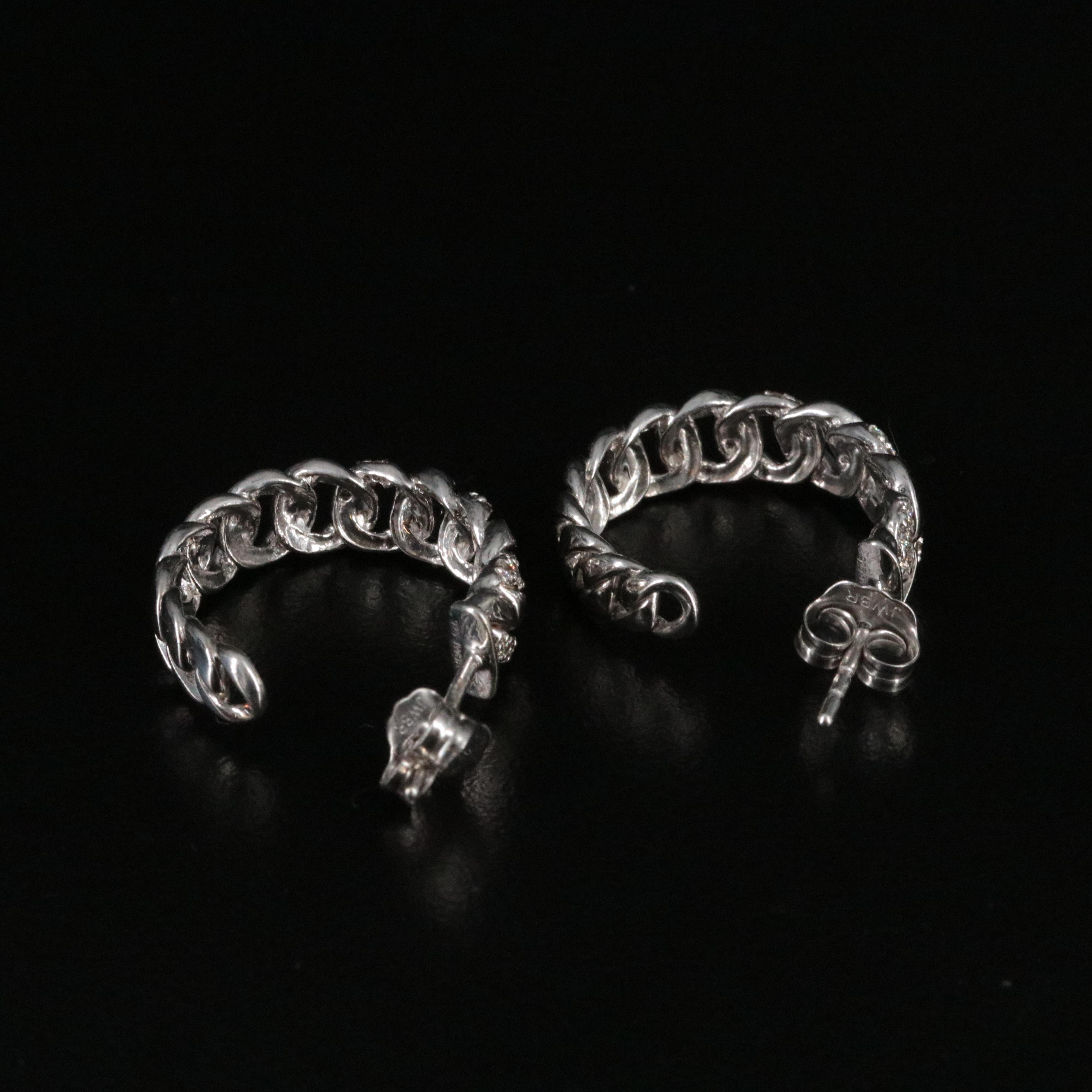 Sterling Diamond Hoop Earrings