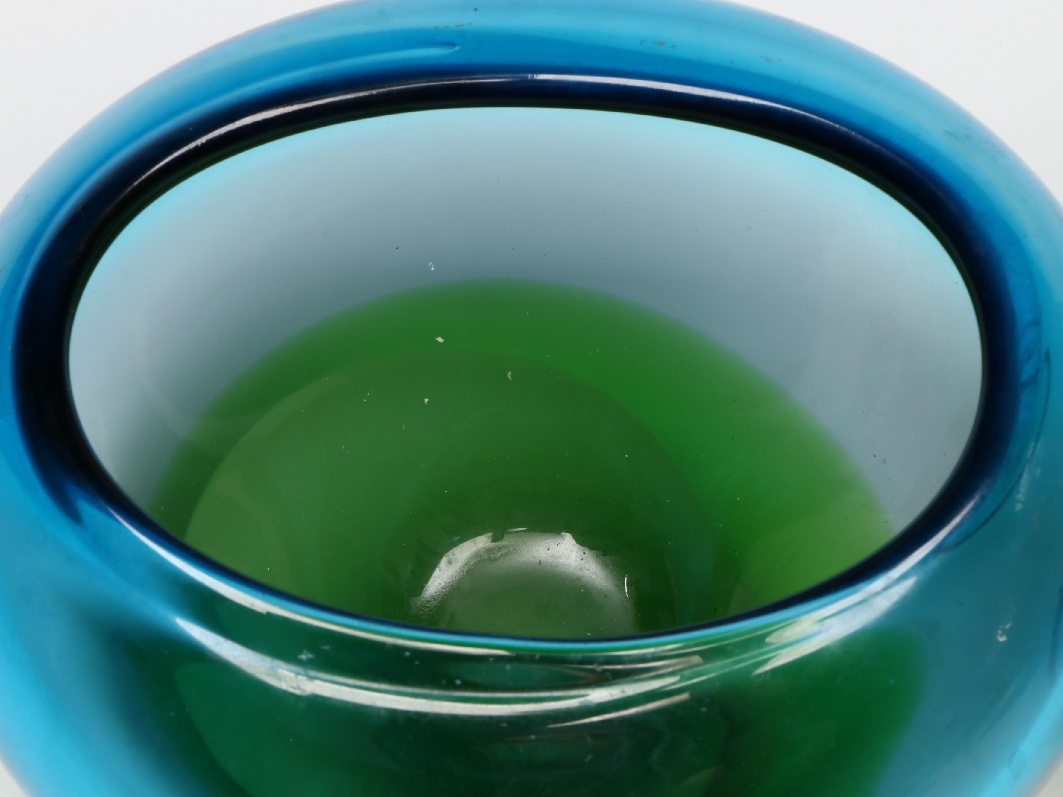 Studio Glass Bowl with Rainbow Tree of Family Orb and Stand
