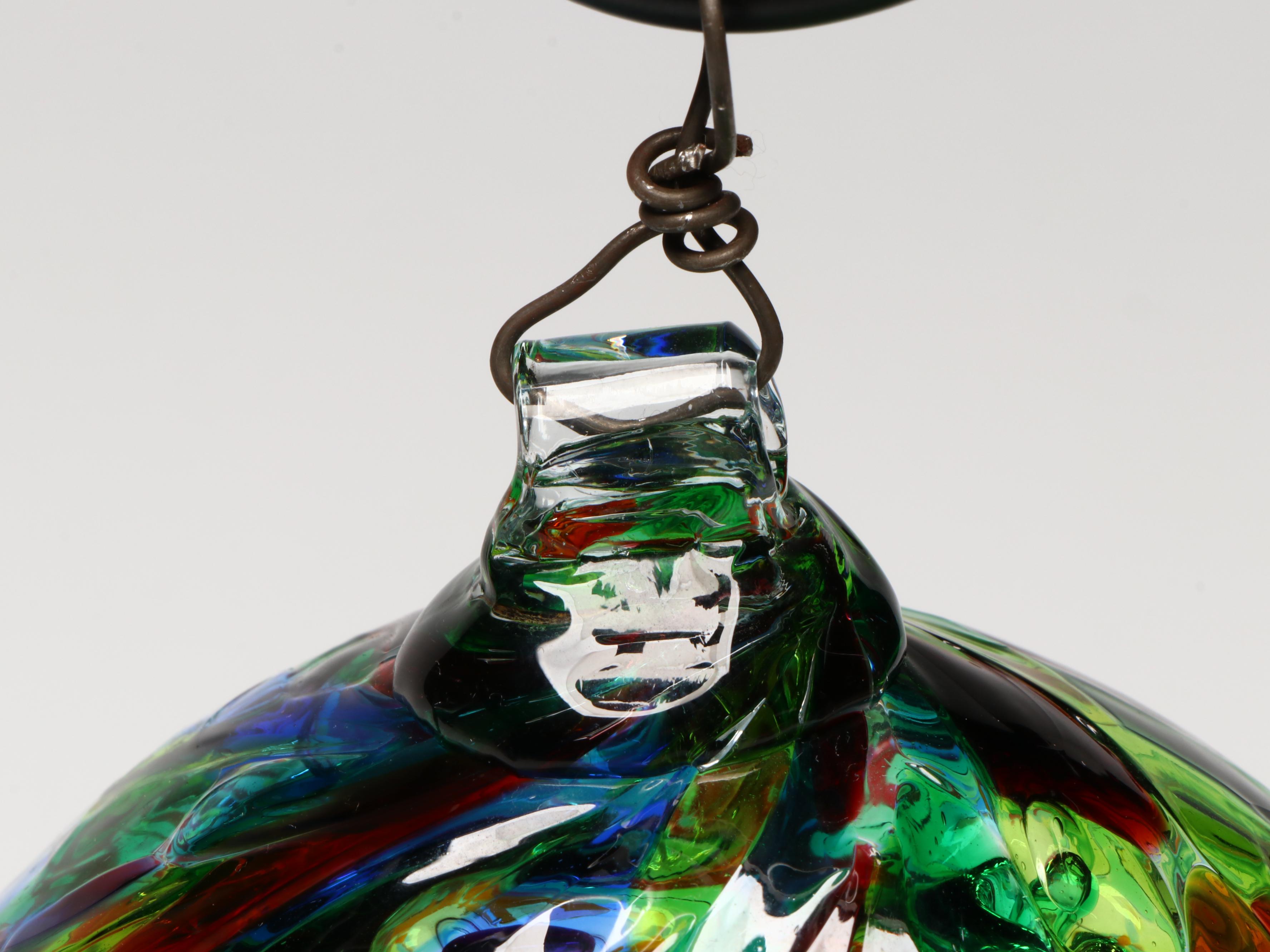 Studio Glass Bowl with Rainbow Tree of Family Orb and Stand