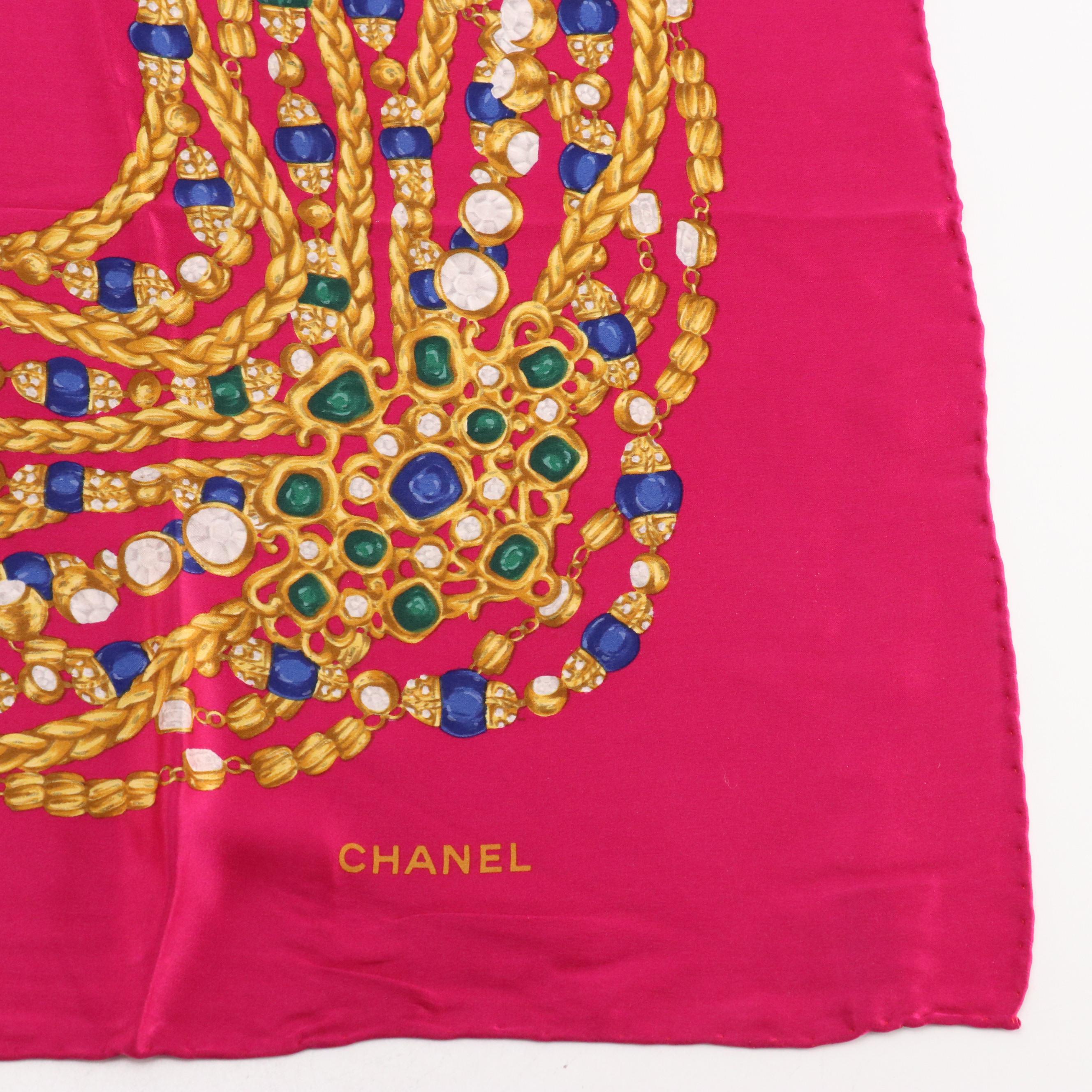 Chanel Chain Jewelry Motif Silk Scarf