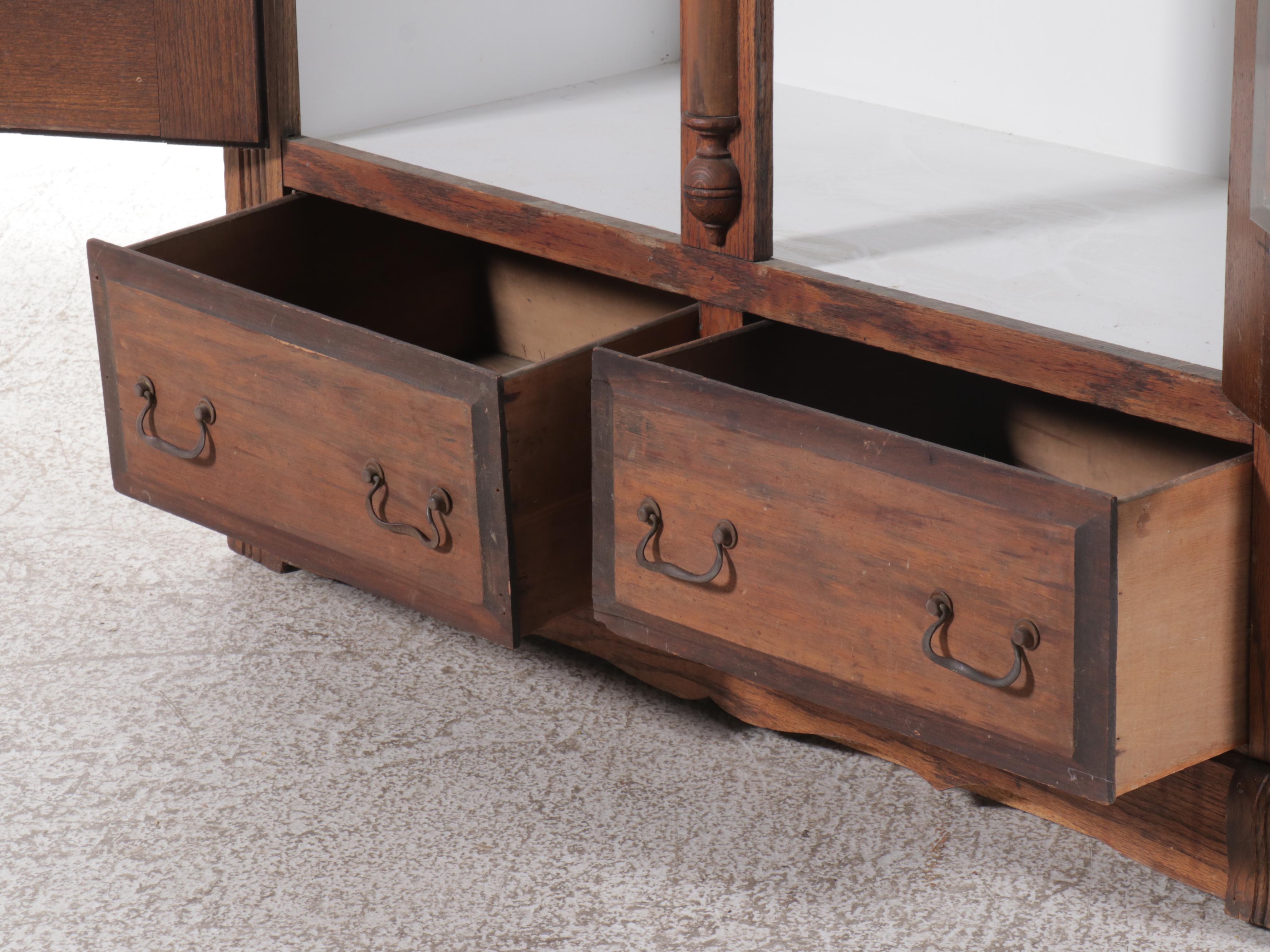 Victorian Style Carved Oak China Cabinet