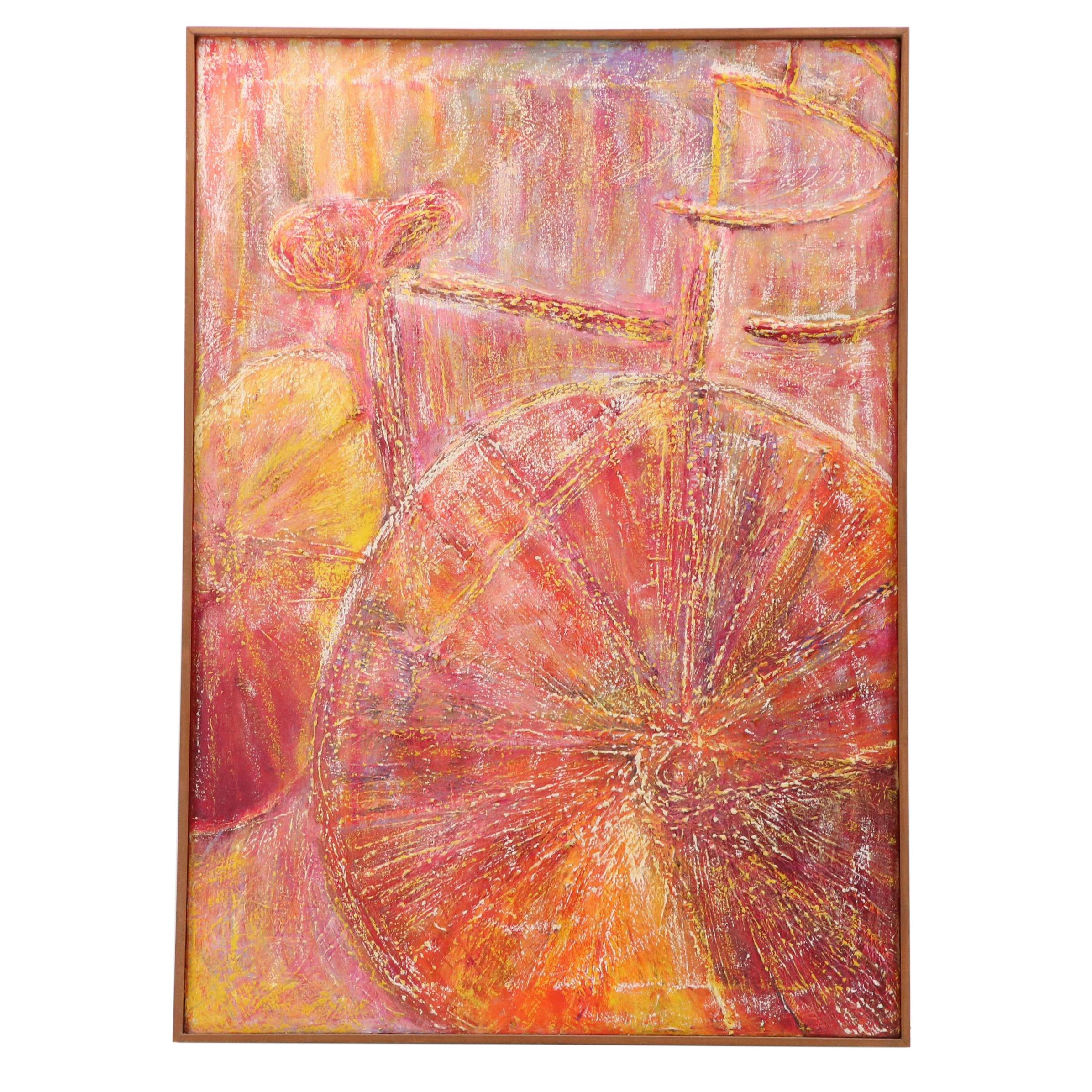 Abstract Impasto Acrylic Painting of Bicycle, 21st Century