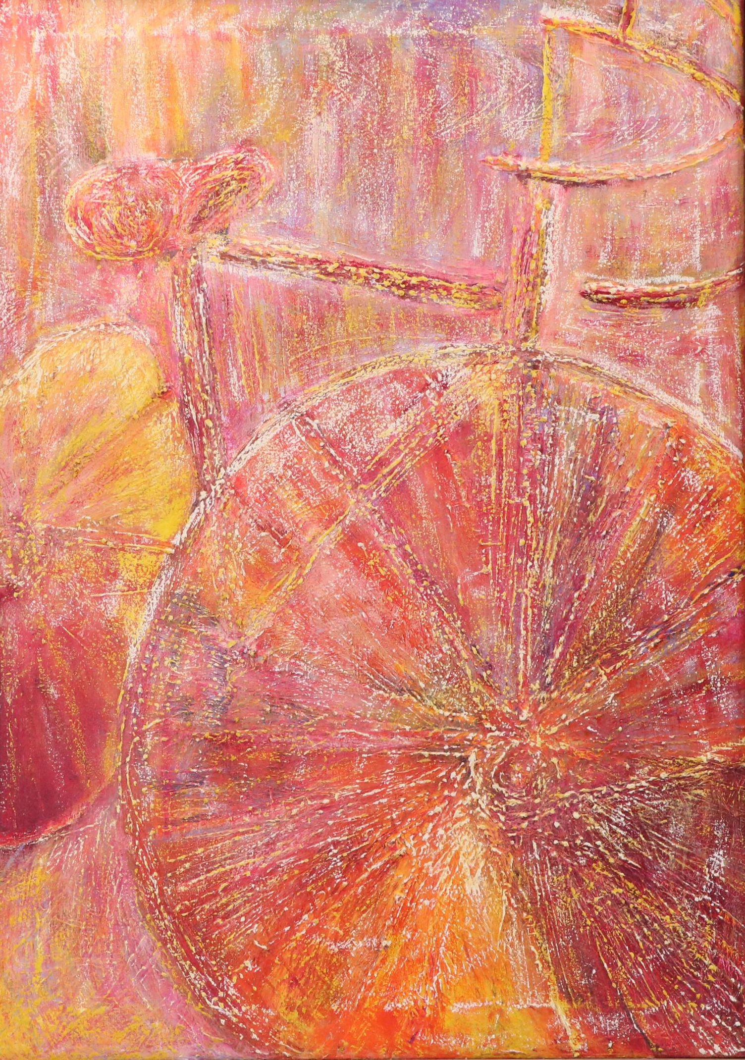 Abstract Impasto Acrylic Painting of Bicycle, 21st Century