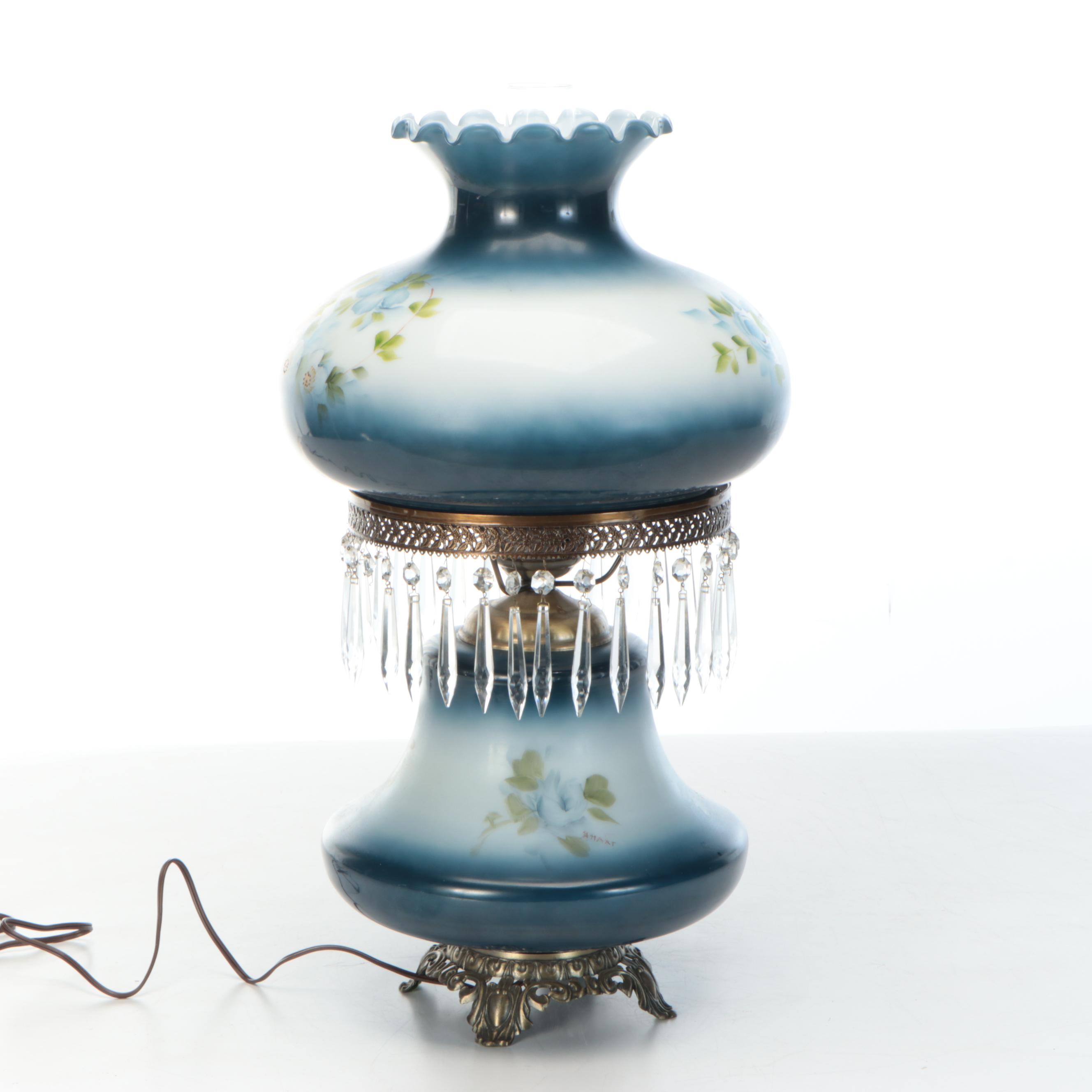 Accurate Casting Co. Spelter Parlor Lamp with Hobbyist Painted Shade and Font