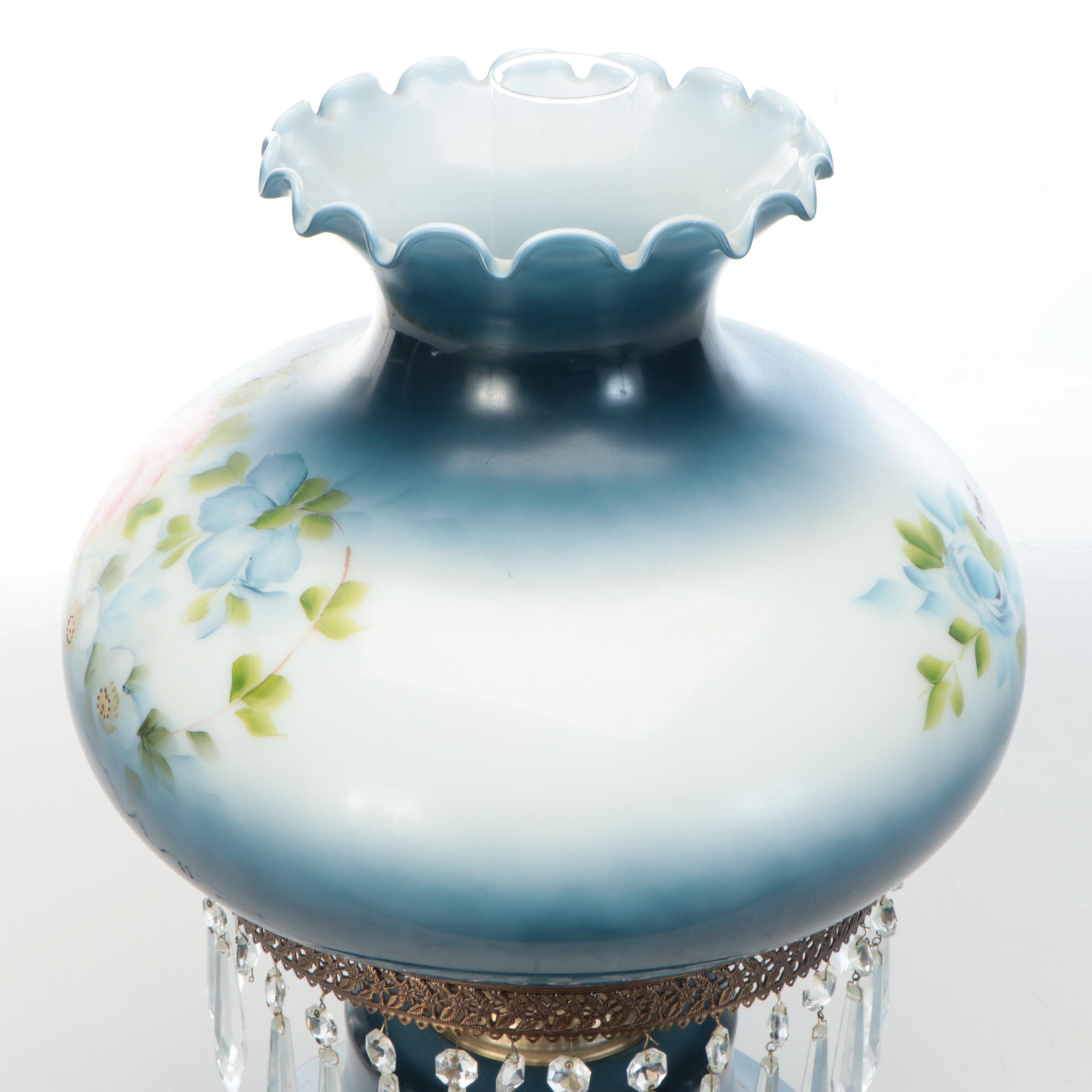 Accurate Casting Co. Spelter Parlor Lamp with Hobbyist Painted Shade and Font