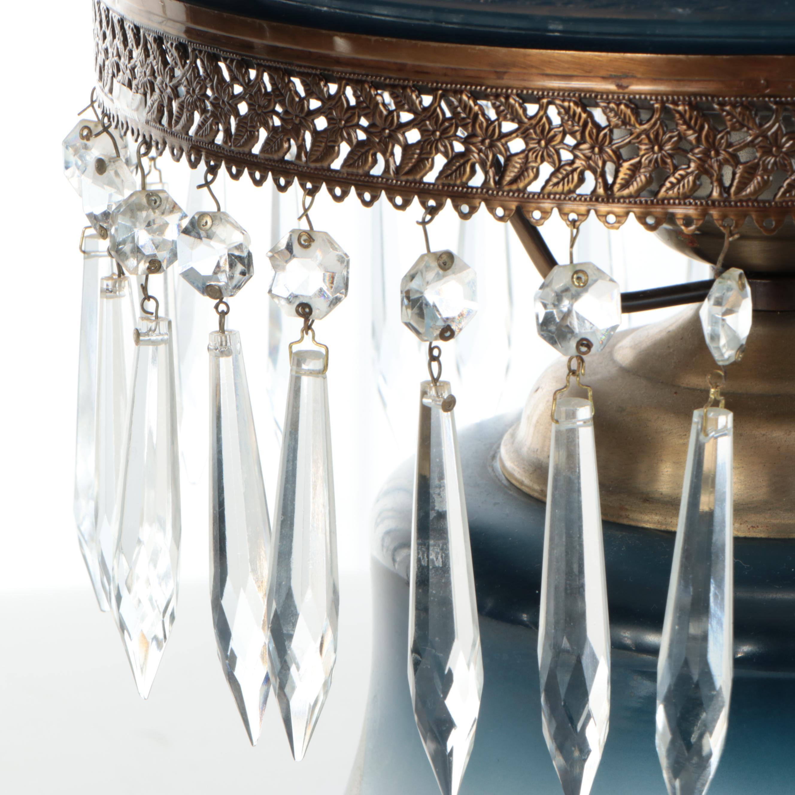 Accurate Casting Co. Spelter Parlor Lamp with Hobbyist Painted Shade and Font