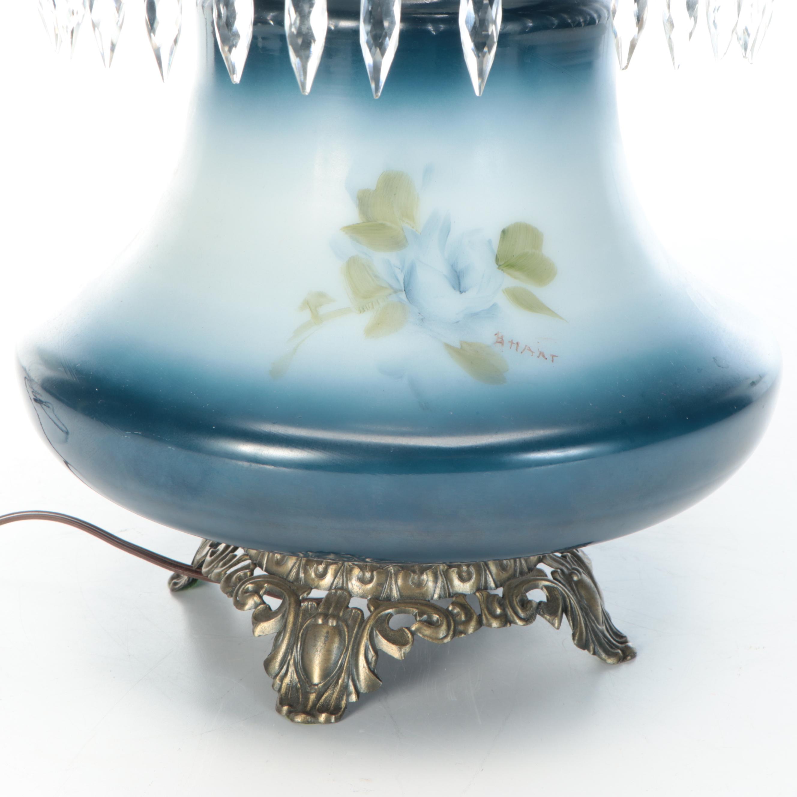 Accurate Casting Co. Spelter Parlor Lamp with Hobbyist Painted Shade and Font