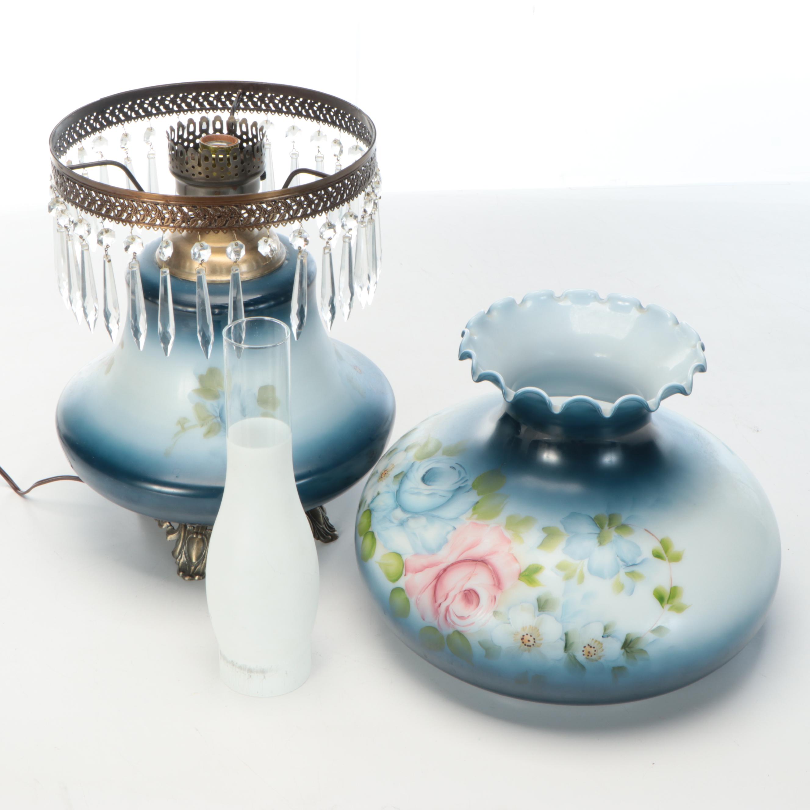 Accurate Casting Co. Spelter Parlor Lamp with Hobbyist Painted Shade and Font