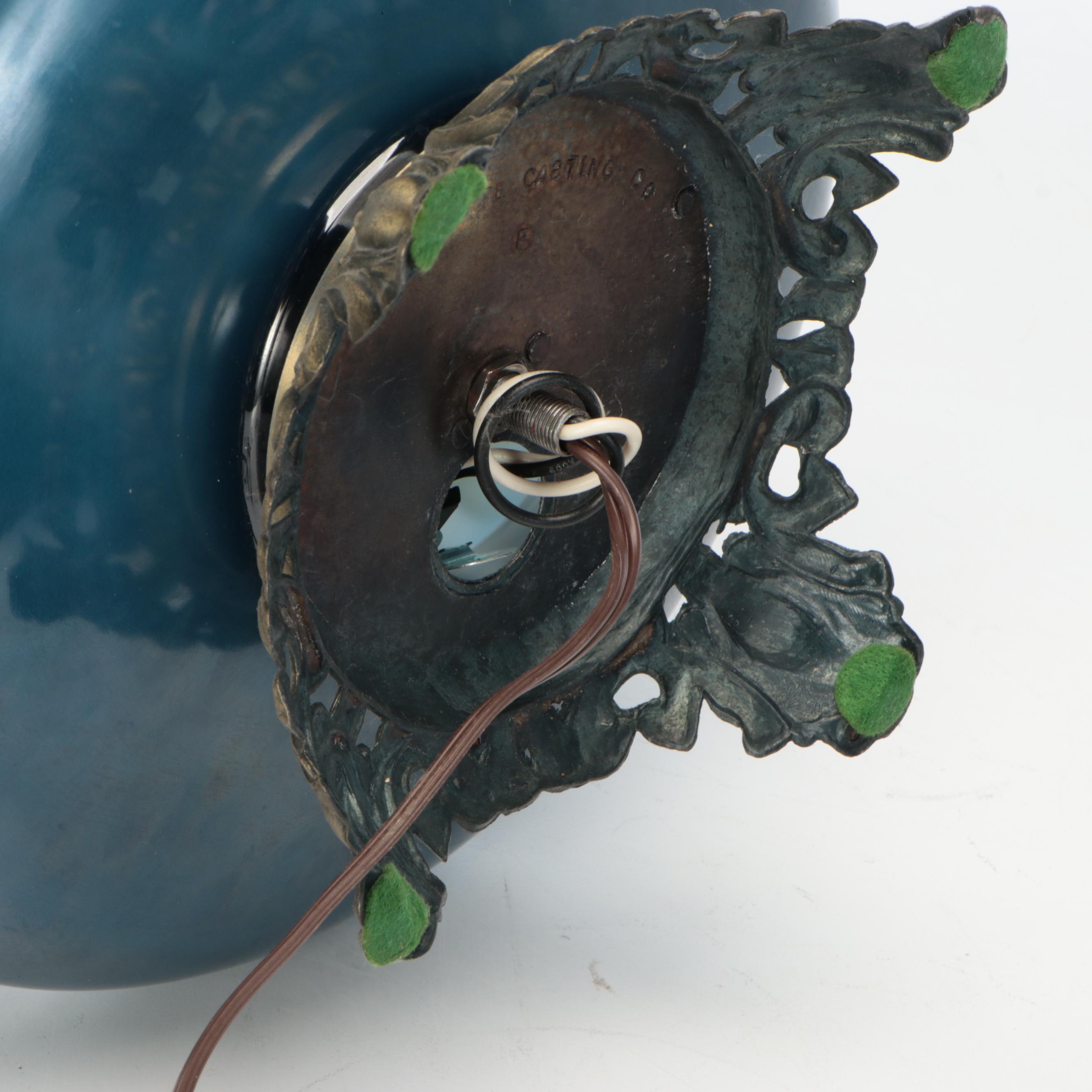 Accurate Casting Co. Spelter Parlor Lamp with Hobbyist Painted Shade and Font