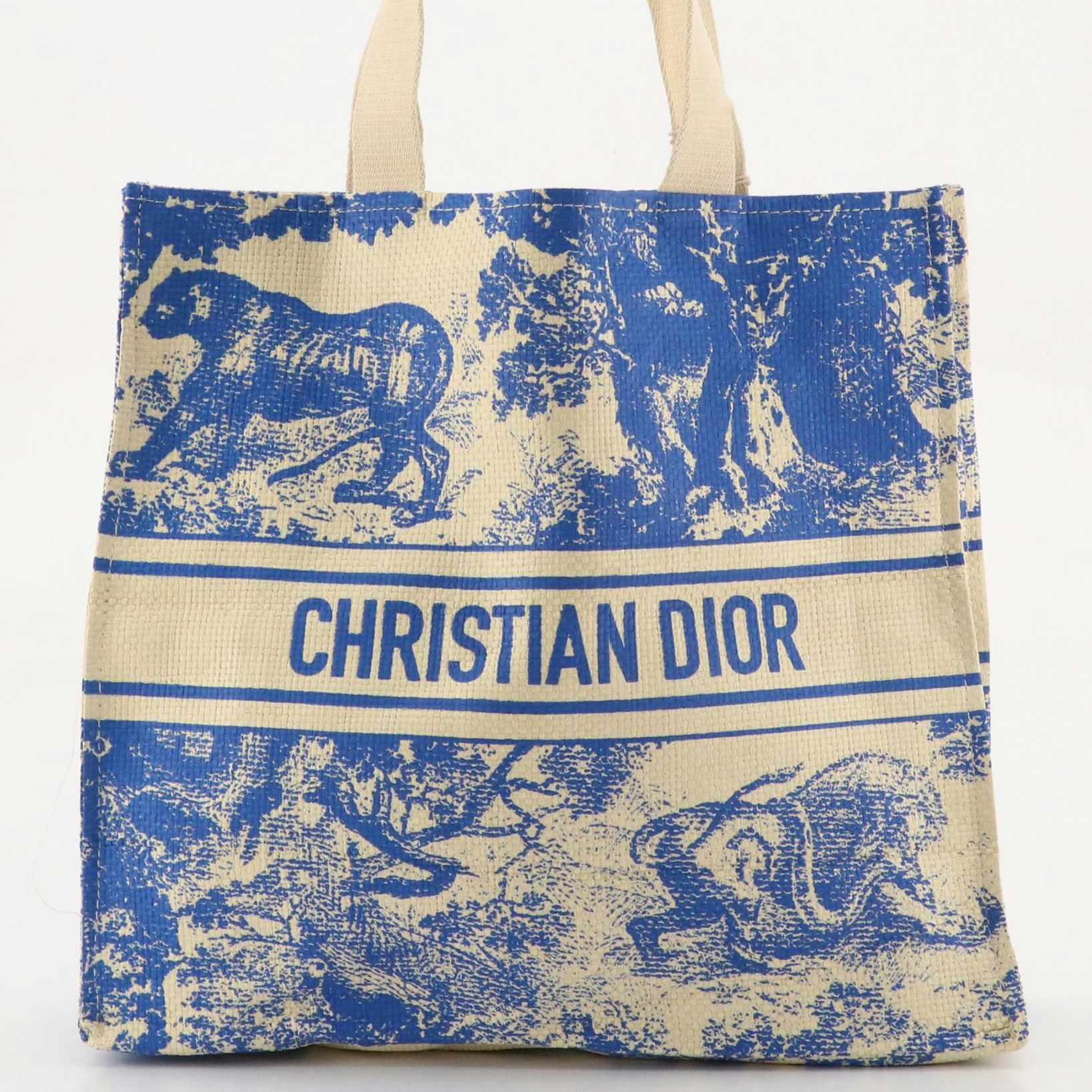 Christian Dior Parfums Promotional "Dioriviera" Coated Straw Tote Bag in Box