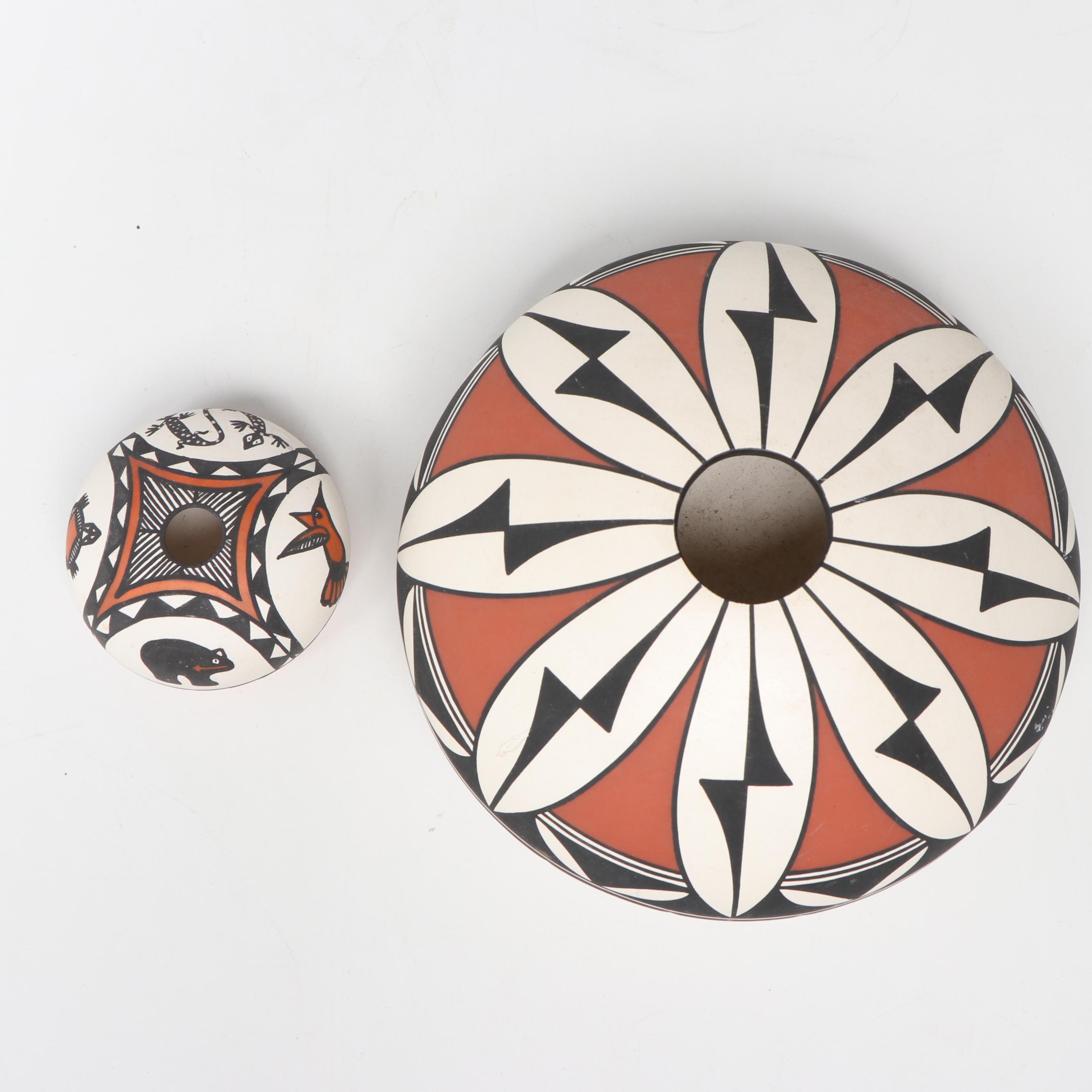 Acoma Pueblo Myron Patricio and M. Aragon Ceramic Seed Pots