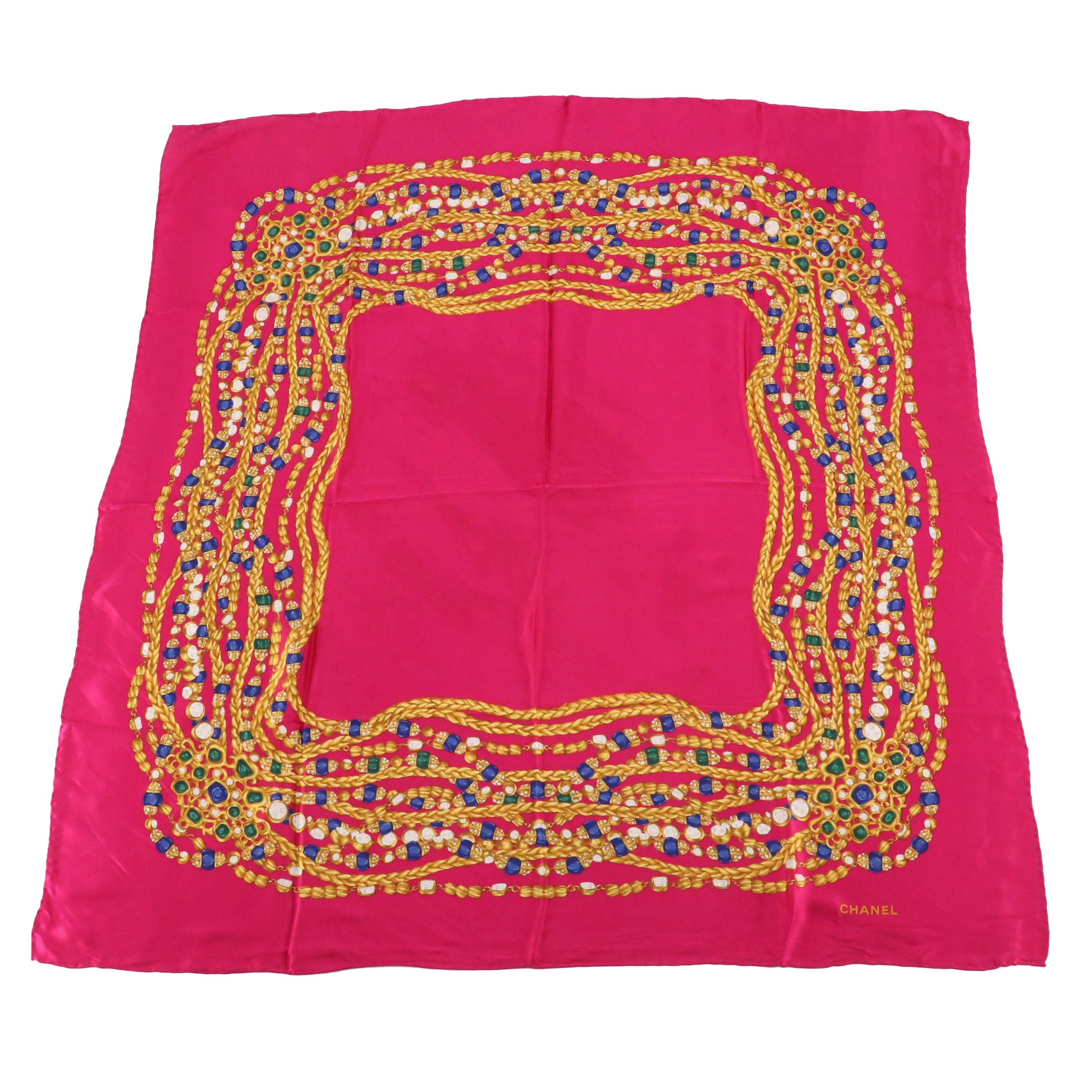 Chanel Chain Jewelry Motif Silk Scarf