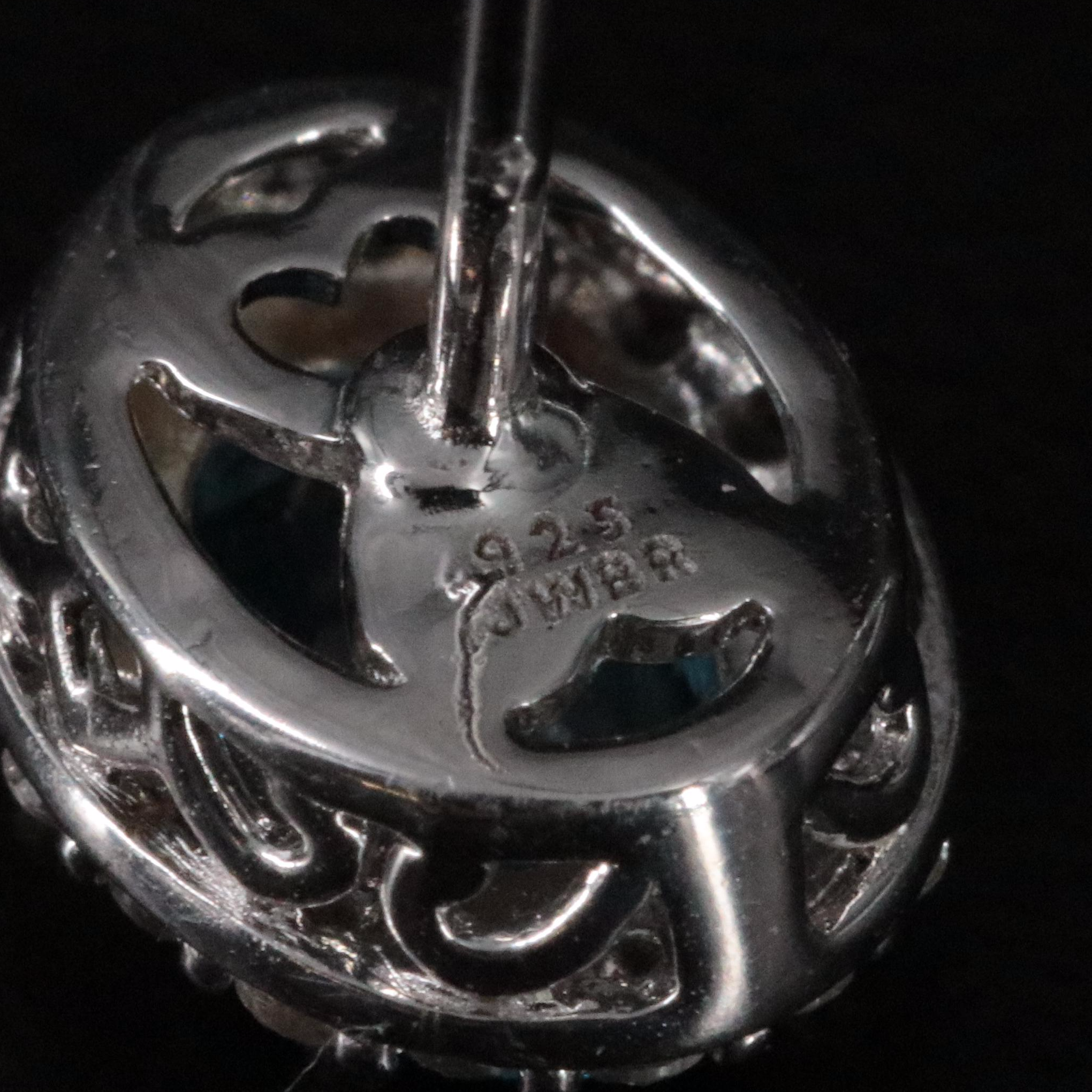 Sterling Swiss Blue Topaz and White Sapphire Halo Stud Earrings