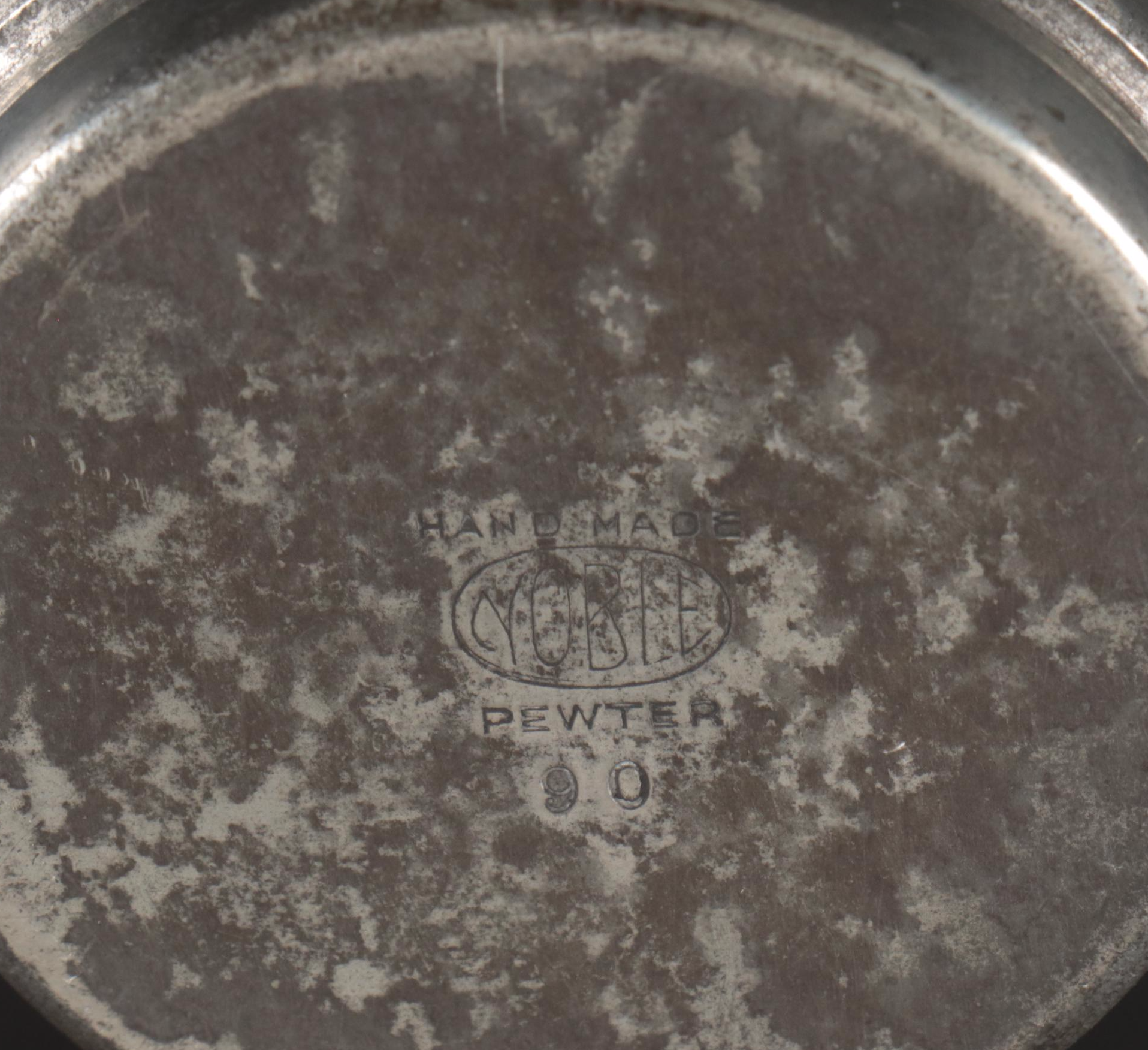 Silver Plate Teapot with Creamer, Sugar, and Shot Glasses with Other Pewter Ware