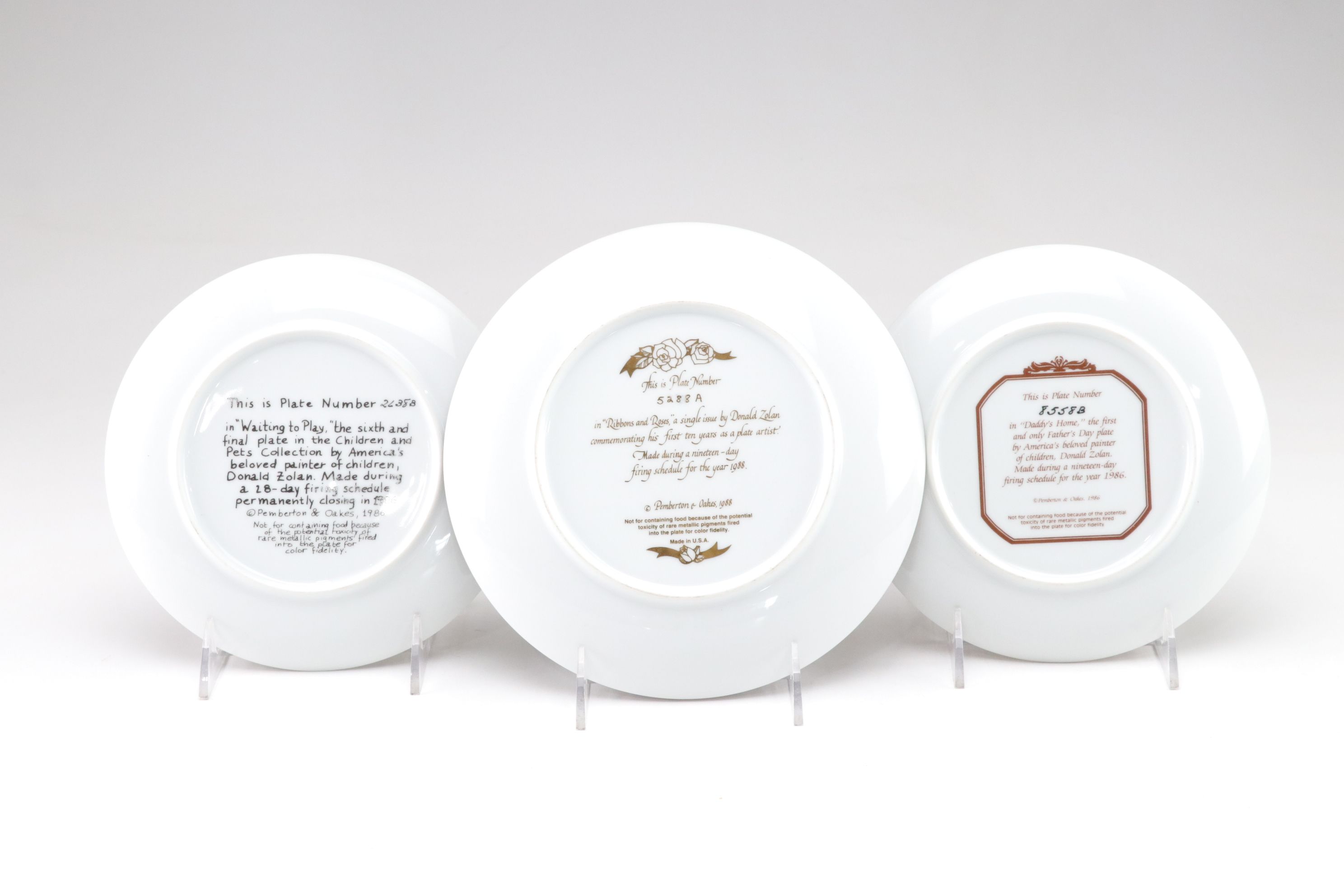 Donald Zolan "Special Moments Collection" Illustrated Collector's Plates