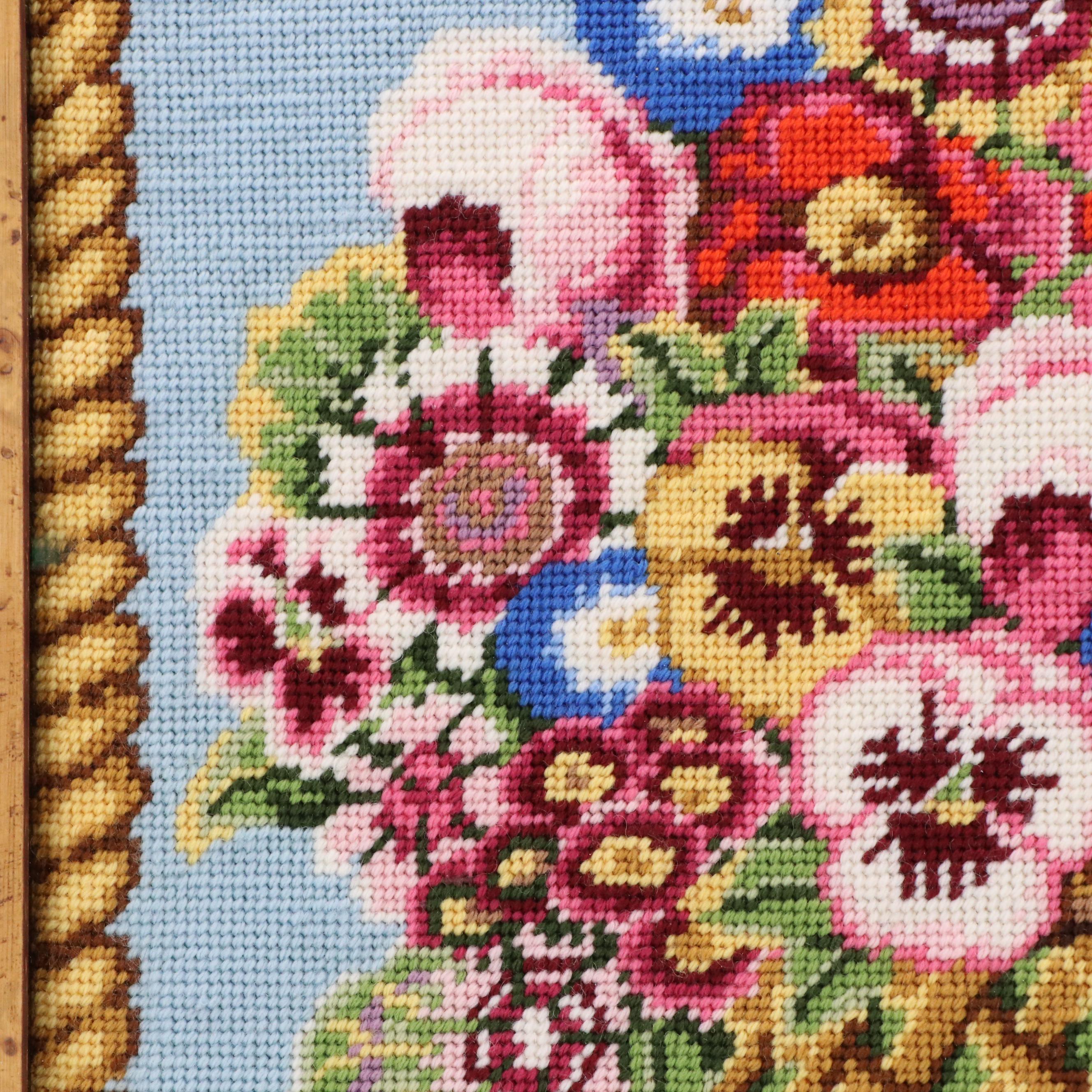 Kathleen Graf Needlepoint After Kaffe Fassett "Flower Basket," 21st Century