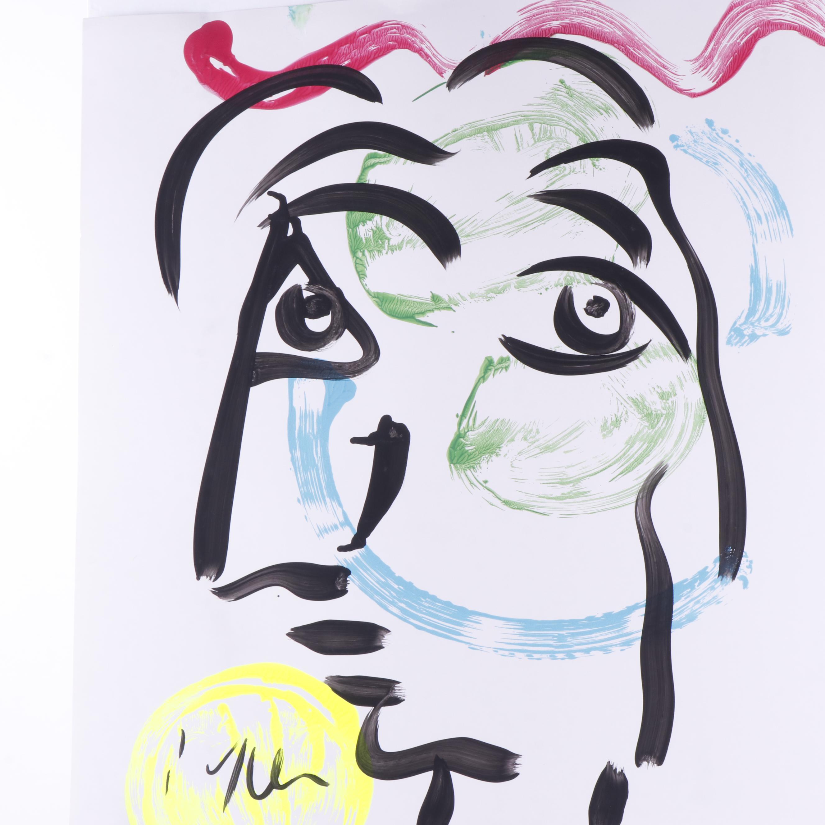 Peter Keil Abstract Portrait Composition Acrylic Painting