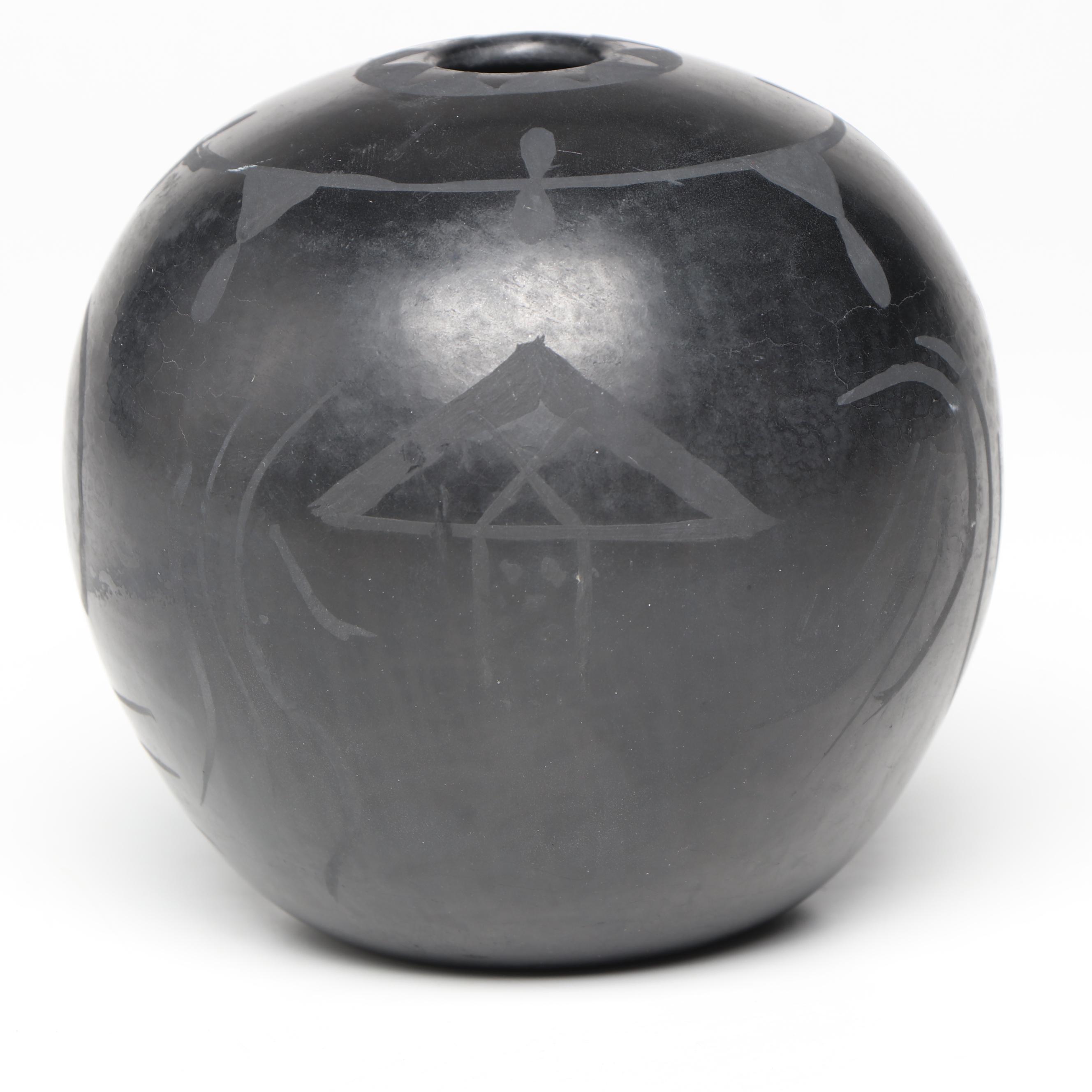 Artist Signed Blackware Ceramic Vases