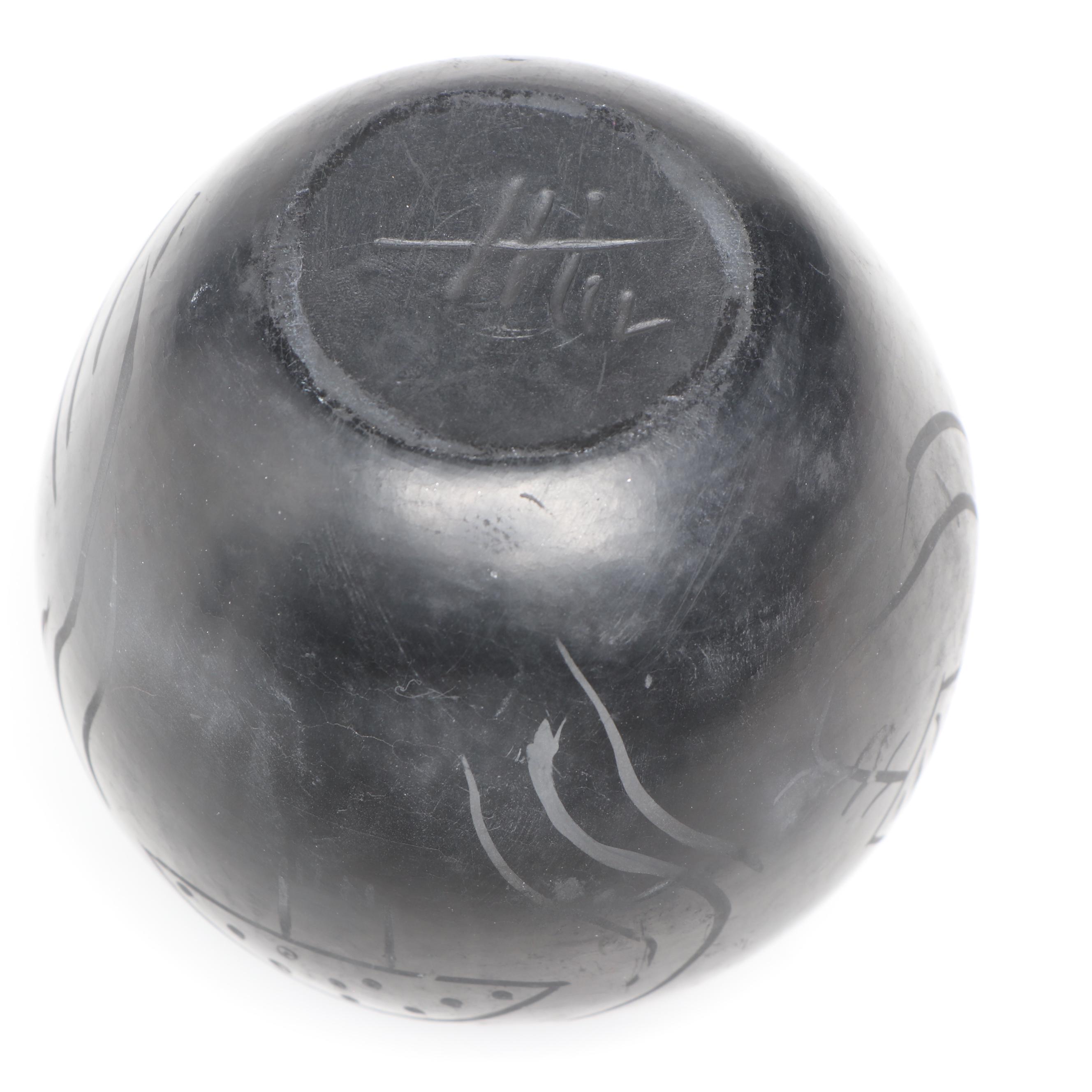 Artist Signed Blackware Ceramic Vases