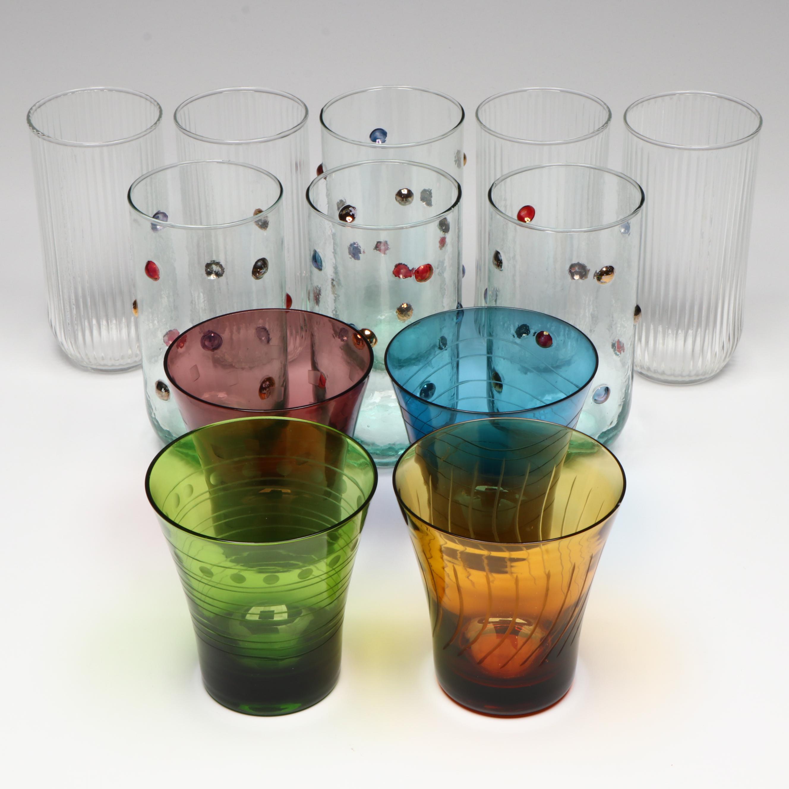 Etched Flared Rim with Other Glass Tumblers