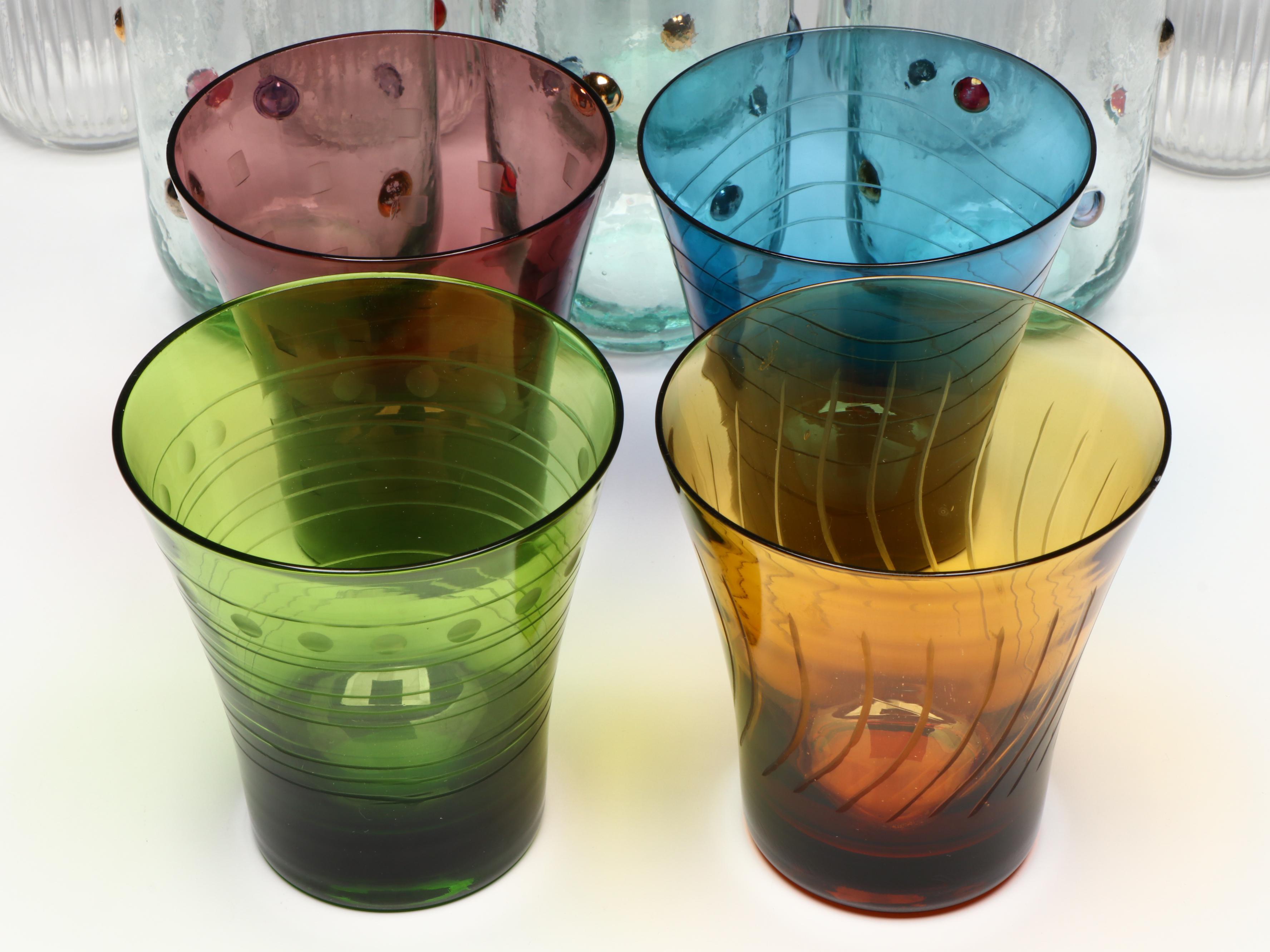 Etched Flared Rim with Other Glass Tumblers