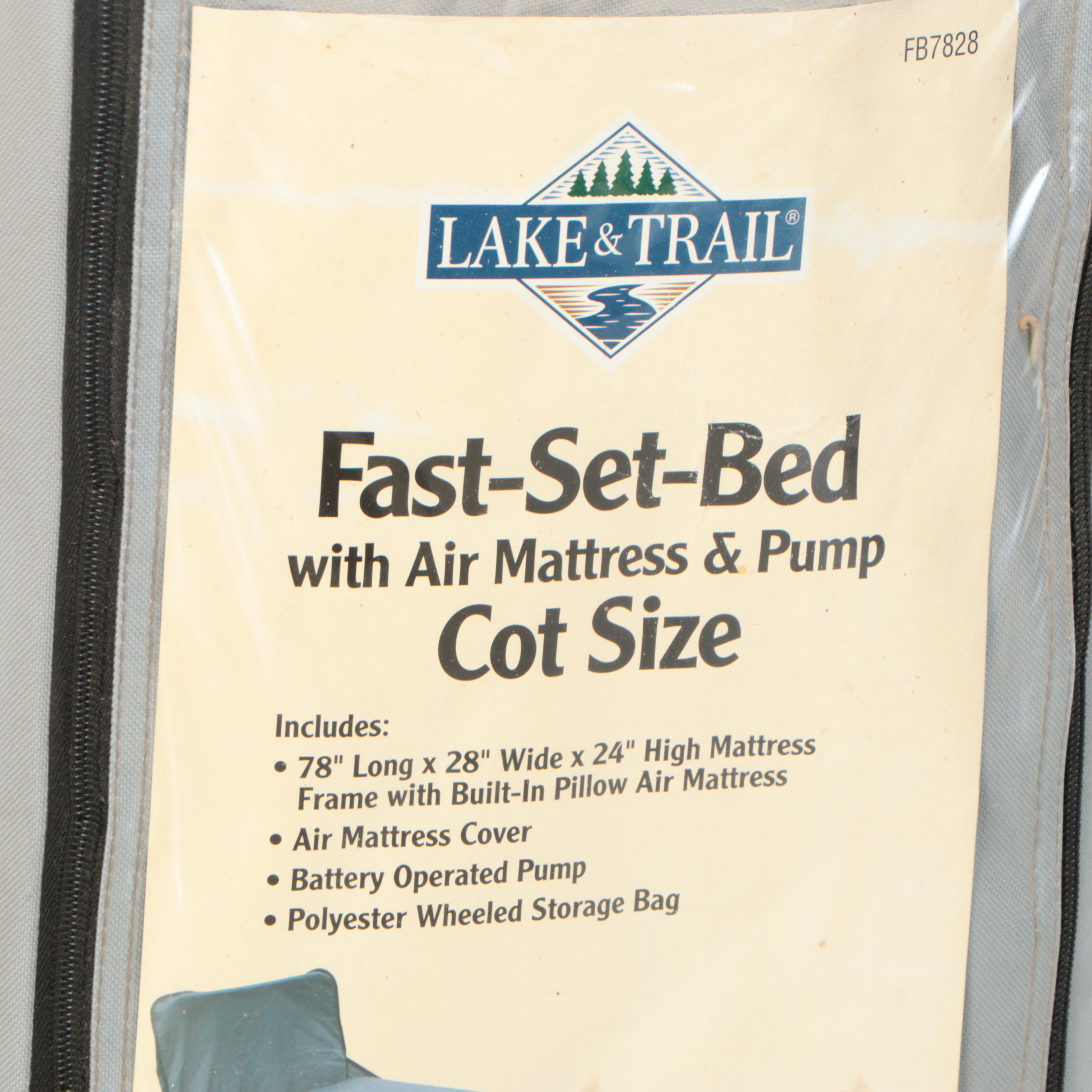 Lake & Trail Fast-Set-Bed Cot with Air Mattress and Pump
