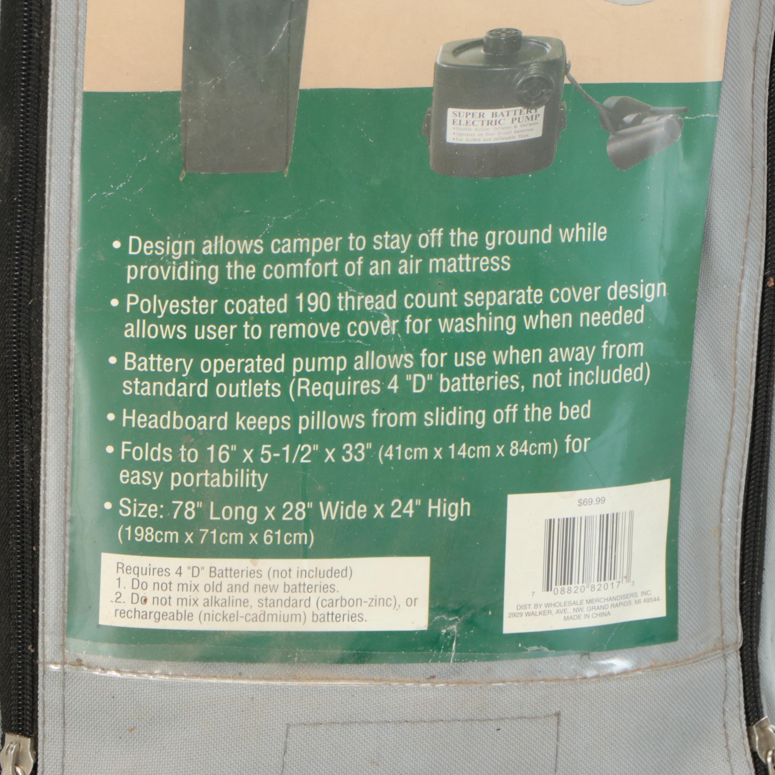 Lake & Trail Fast-Set-Bed Cot with Air Mattress and Pump