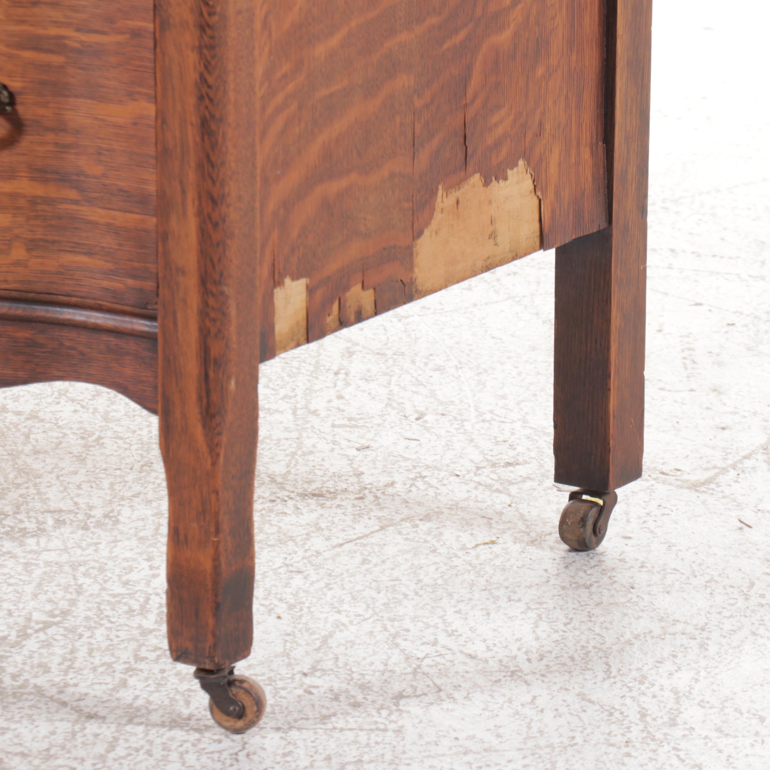 Davis and Nixon Victorian Serpentine Front Tiger Oak Dresser