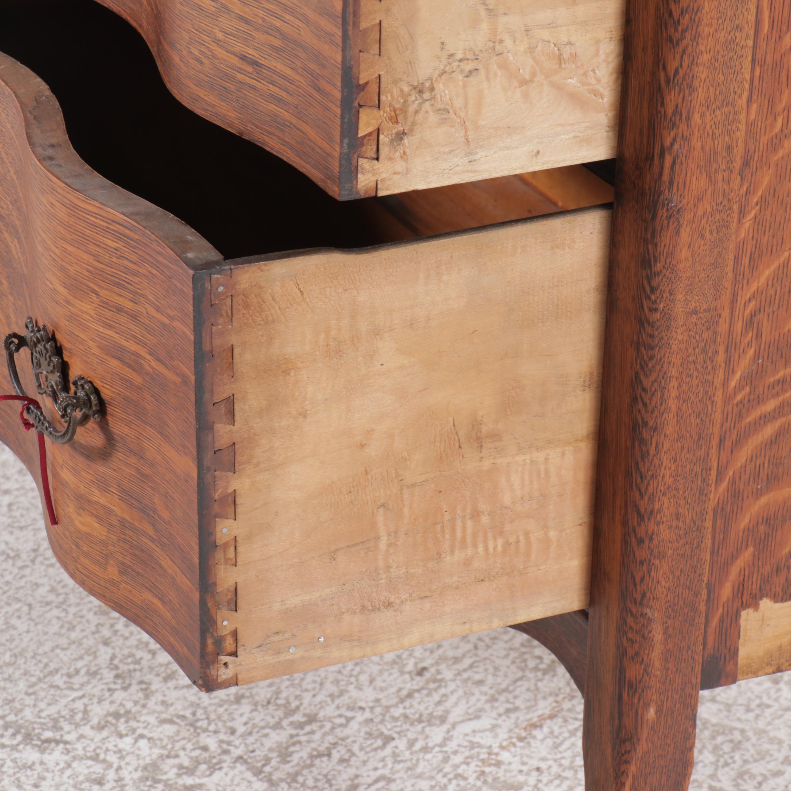 Davis and Nixon Victorian Serpentine Front Tiger Oak Dresser