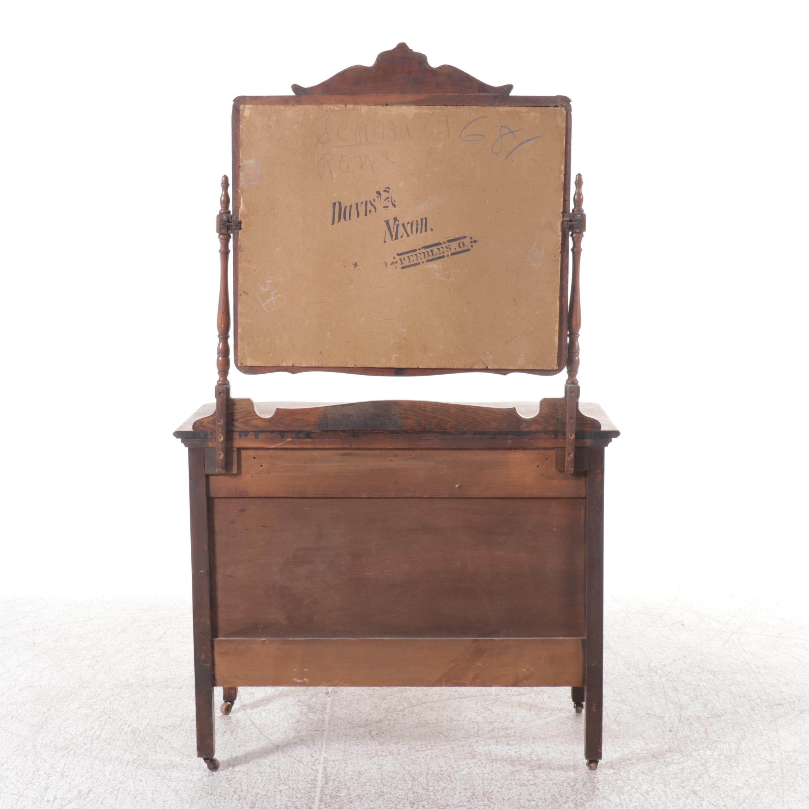 Davis and Nixon Victorian Serpentine Front Tiger Oak Dresser