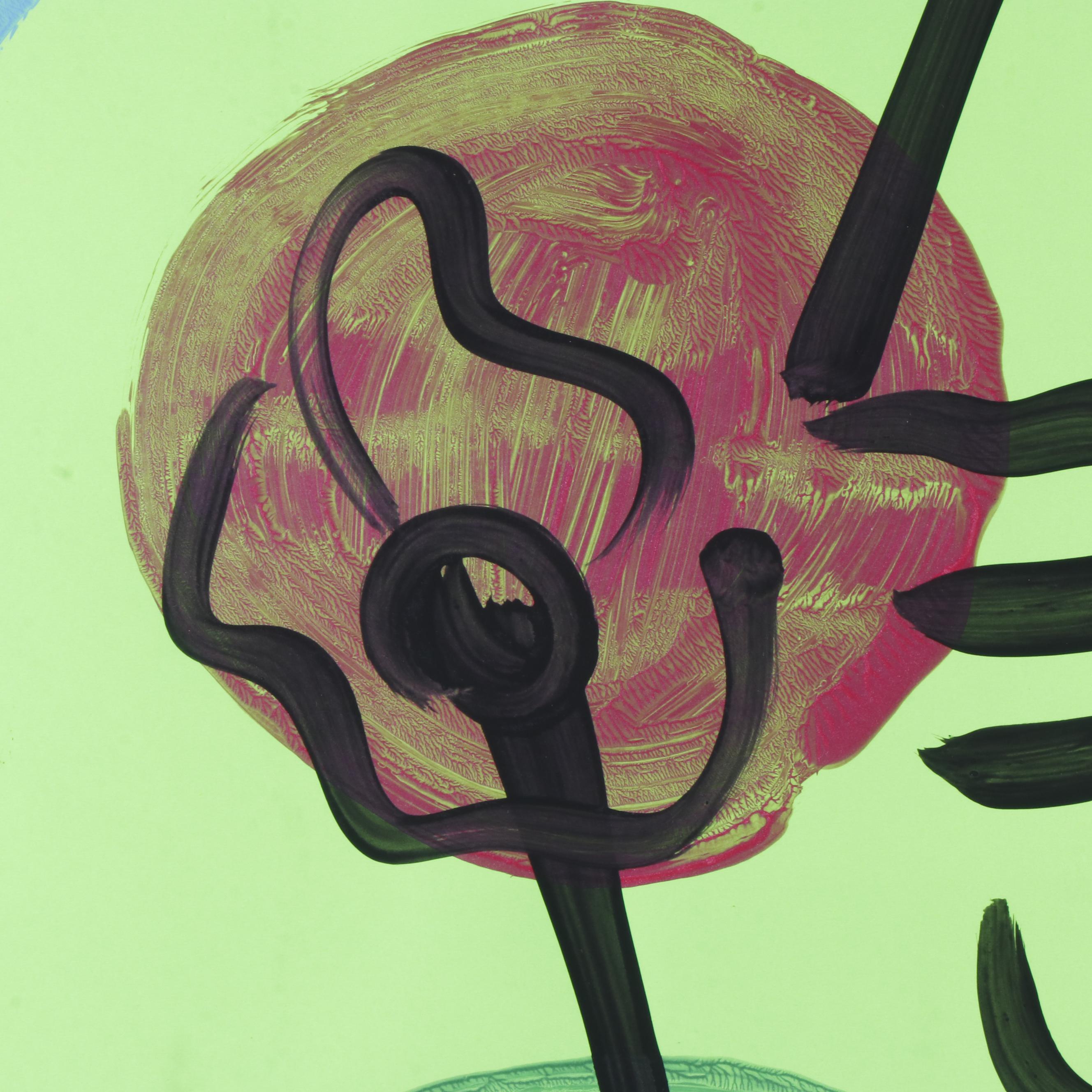 Peter Keil Green Abstract Portrait Composition Acrylic Painting