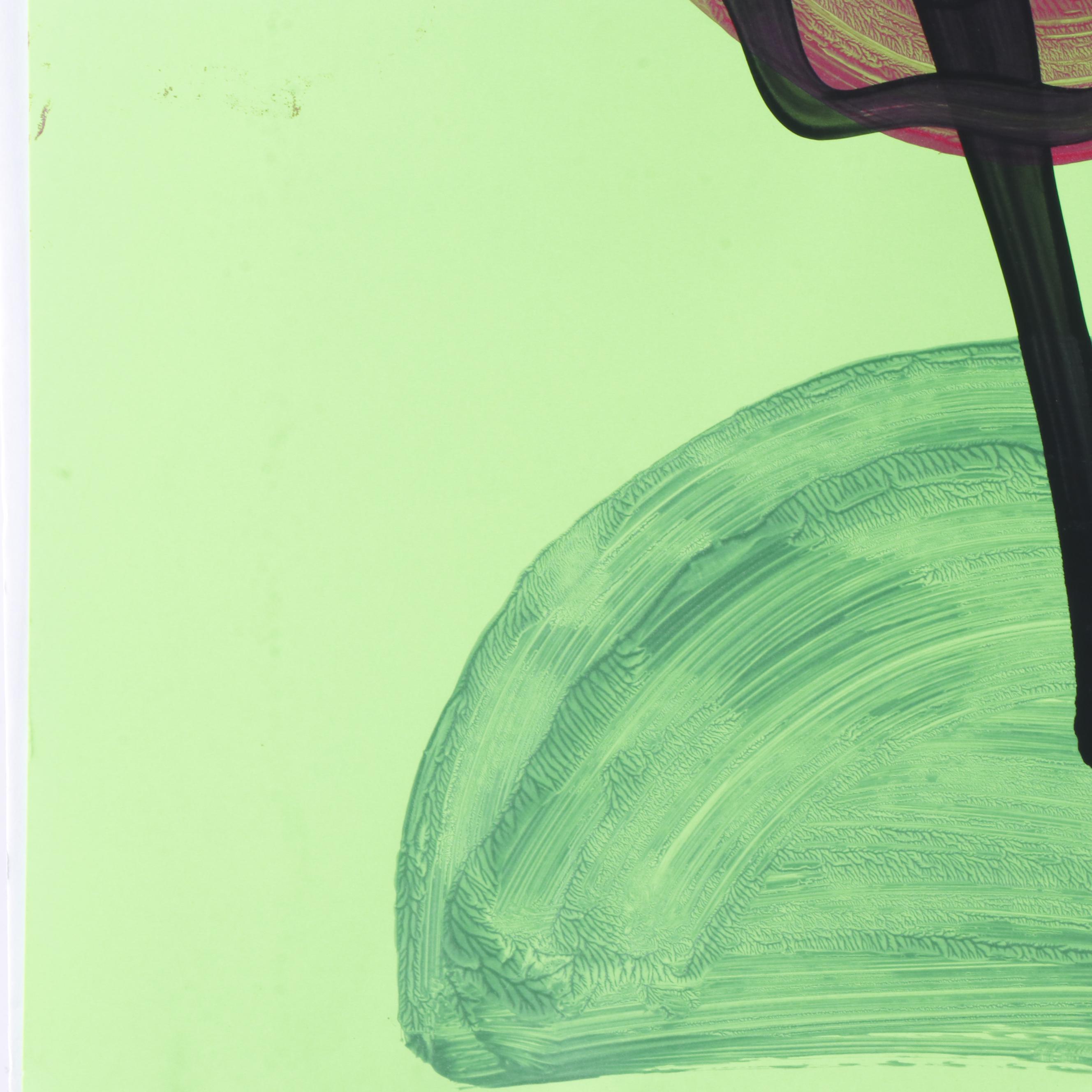 Peter Keil Green Abstract Portrait Composition Acrylic Painting