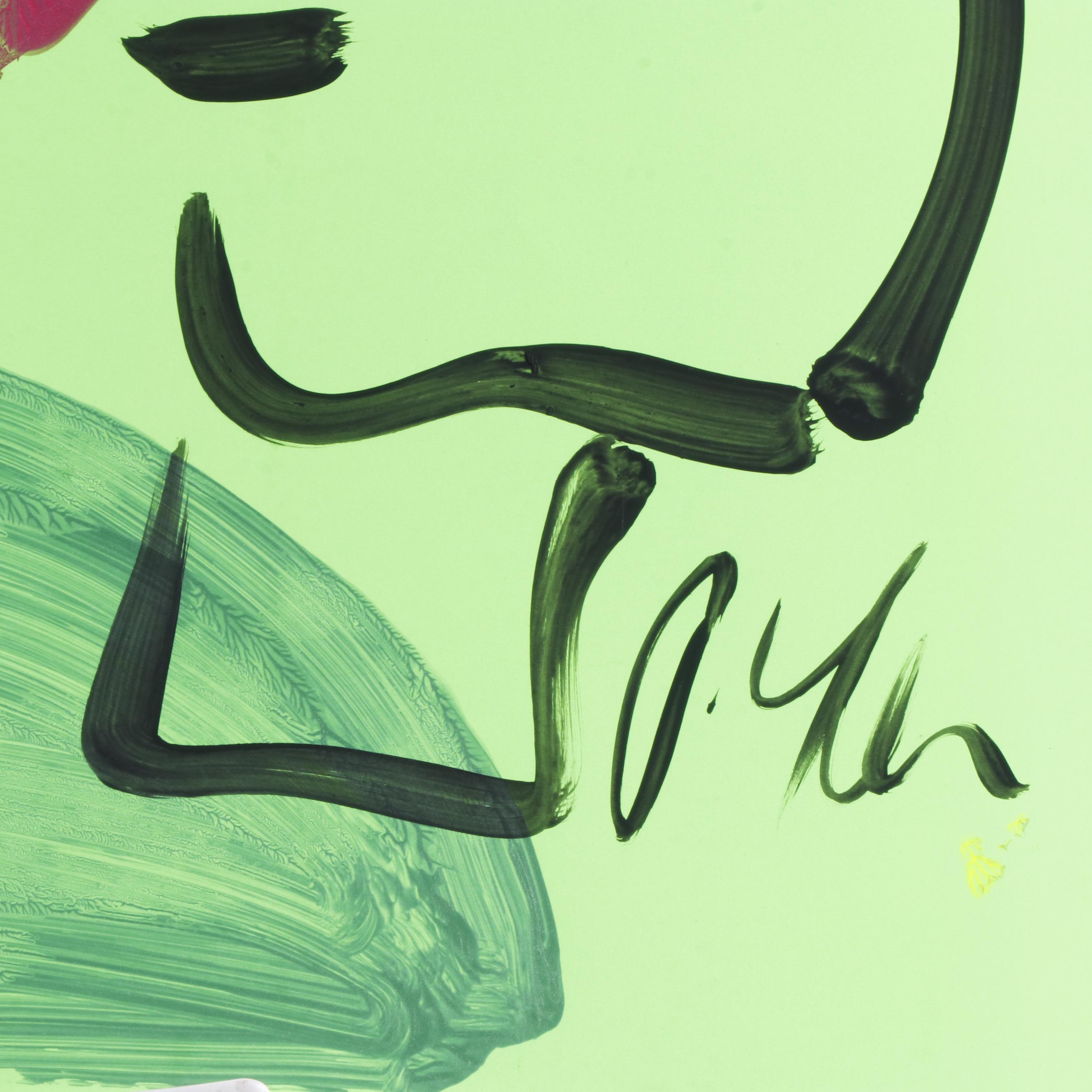 Peter Keil Green Abstract Portrait Composition Acrylic Painting