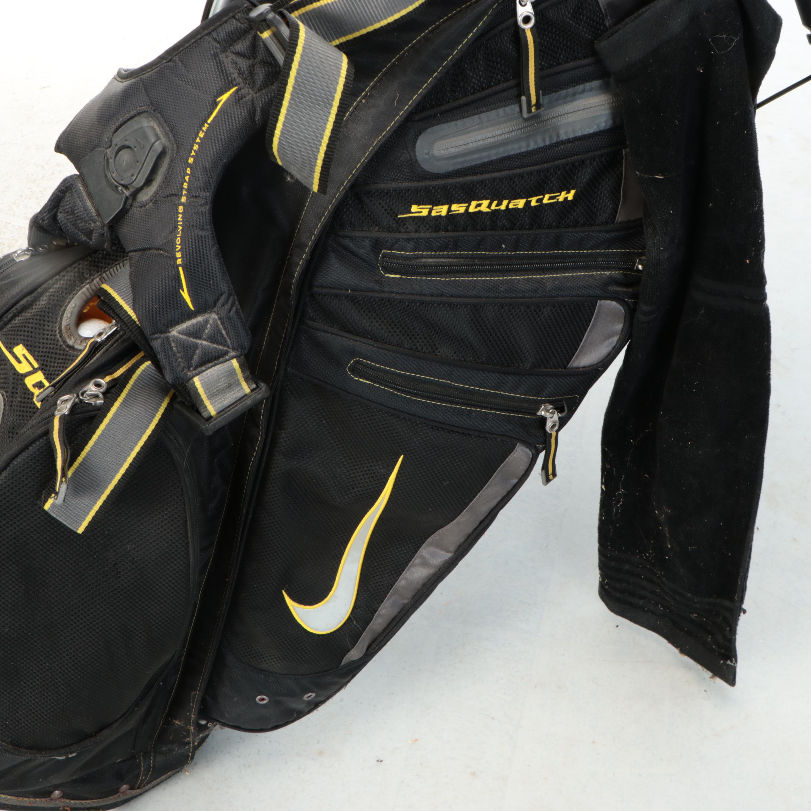 Nike SQ Golf Bag with Cleveland, Warrior, and Hibore Golf Clubs