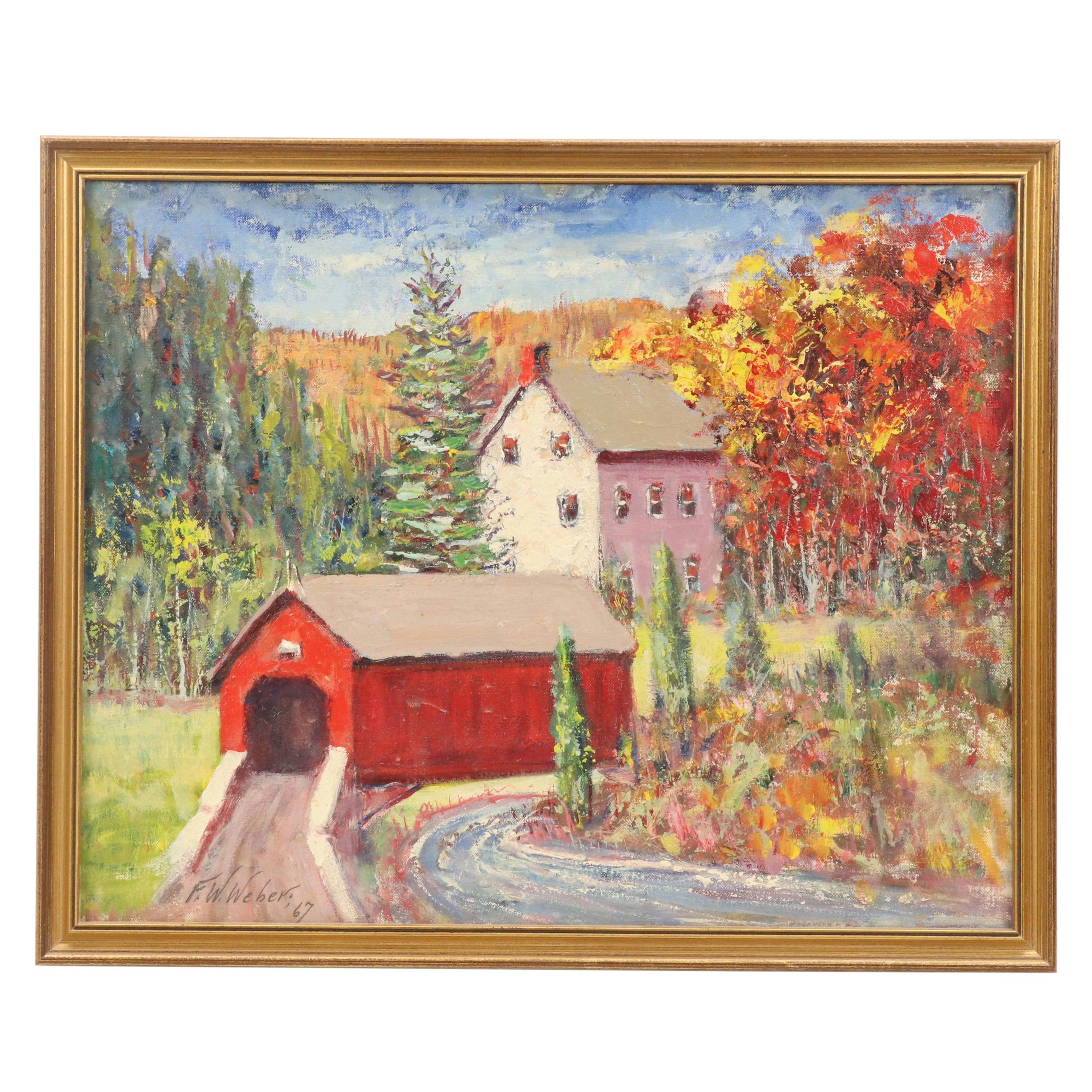 F. W. Weber Autumnal Landscape Oil Painting, 1967